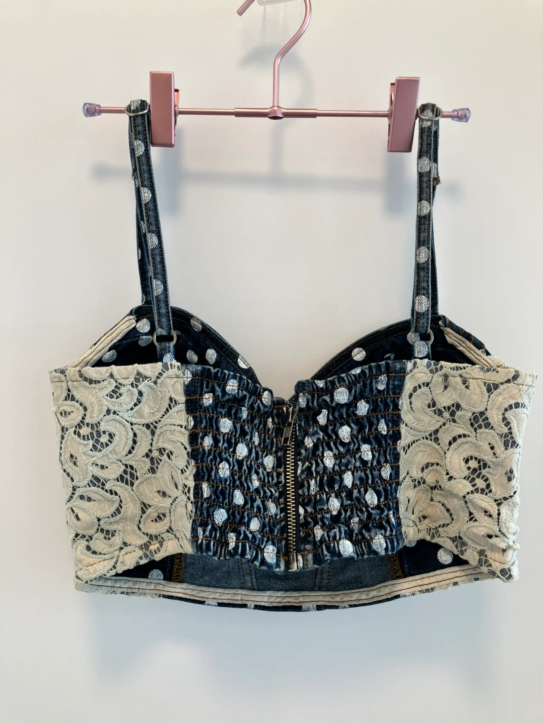 Guess Corset Top with Polka Dots and Lace - photo 2
