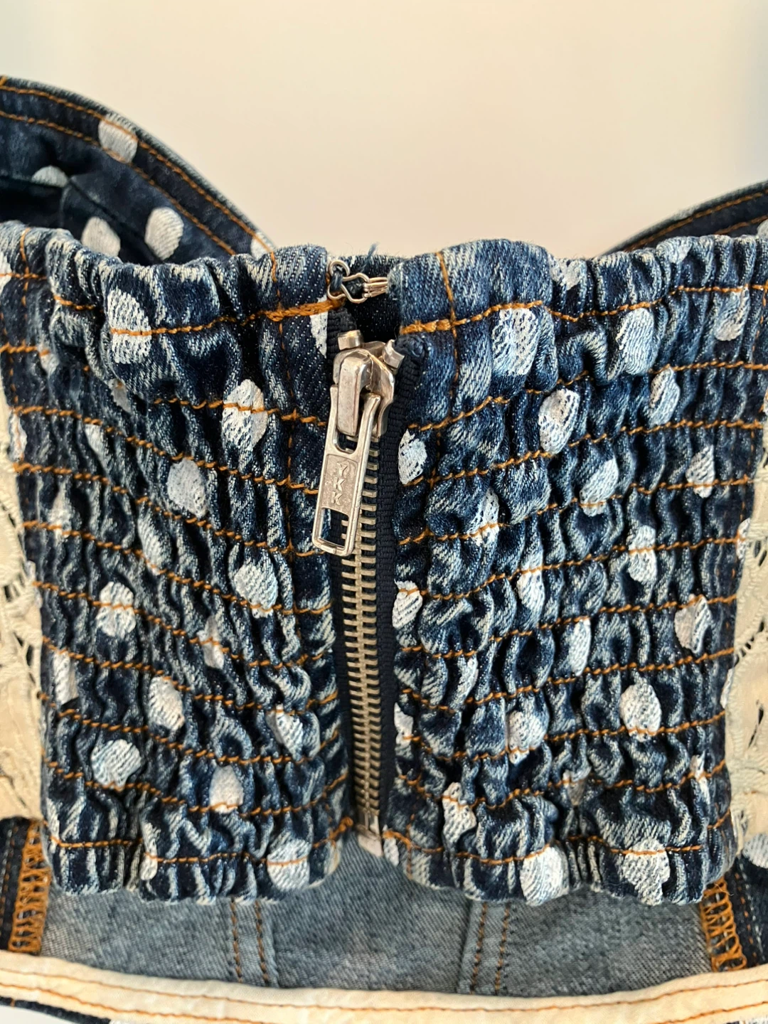 Guess Corset Top with Polka Dots and Lace - photo 4