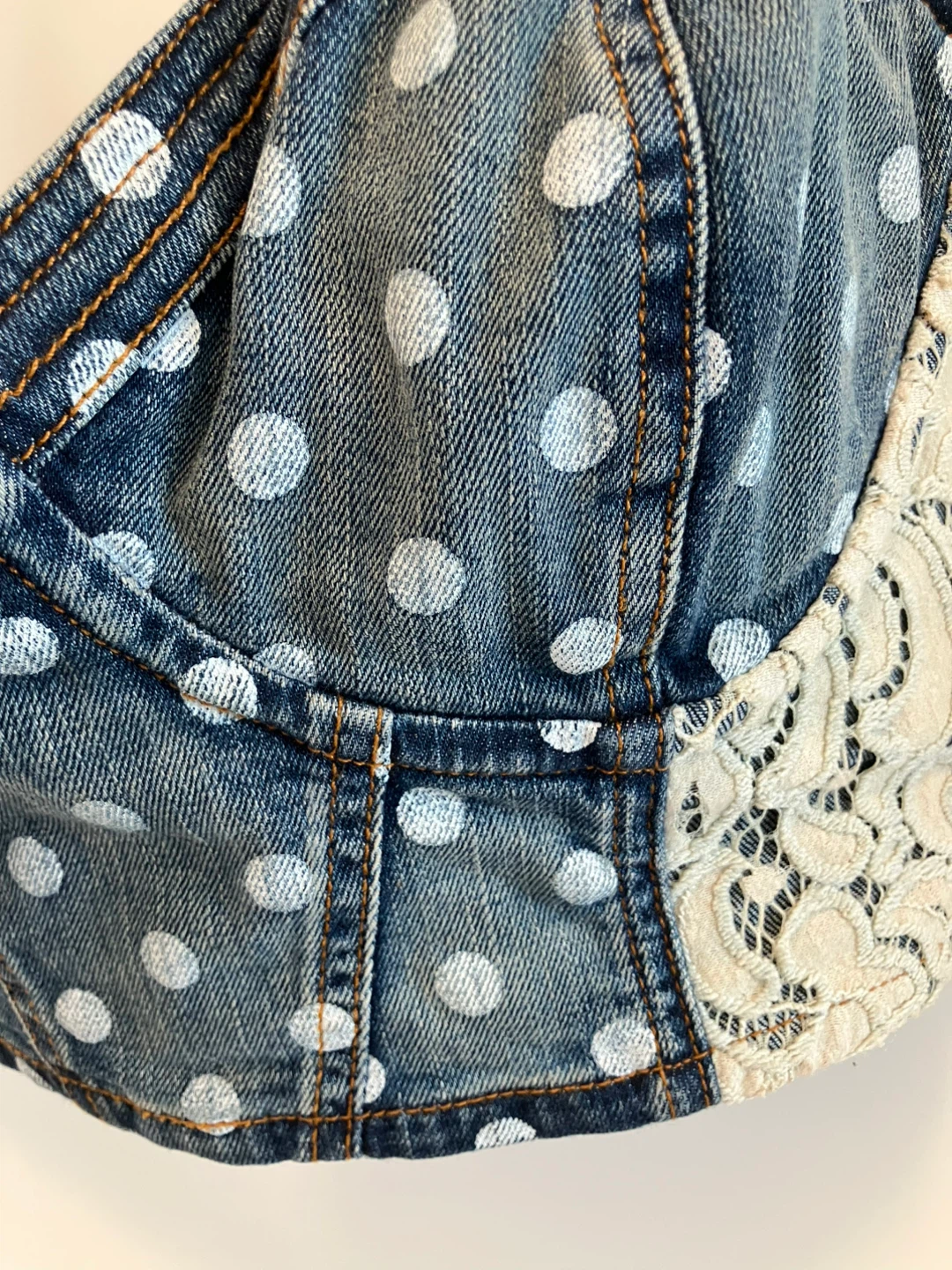 Guess Corset Top with Polka Dots and Lace - photo 3