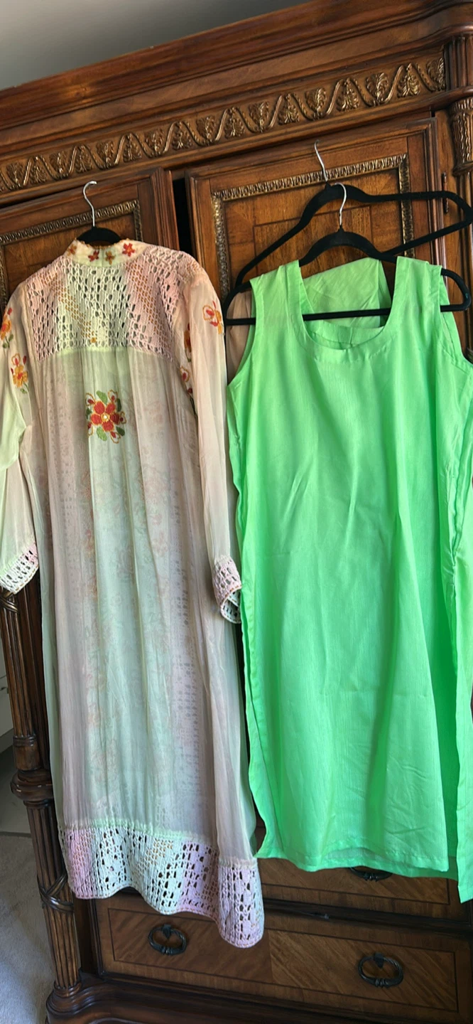 Embroidered Long Dress with Inner Slip - photo 4