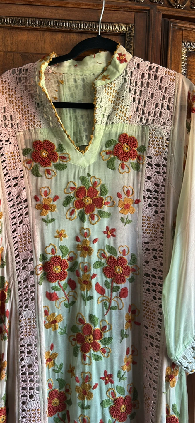 Embroidered Long Dress with Inner Slip - photo 3