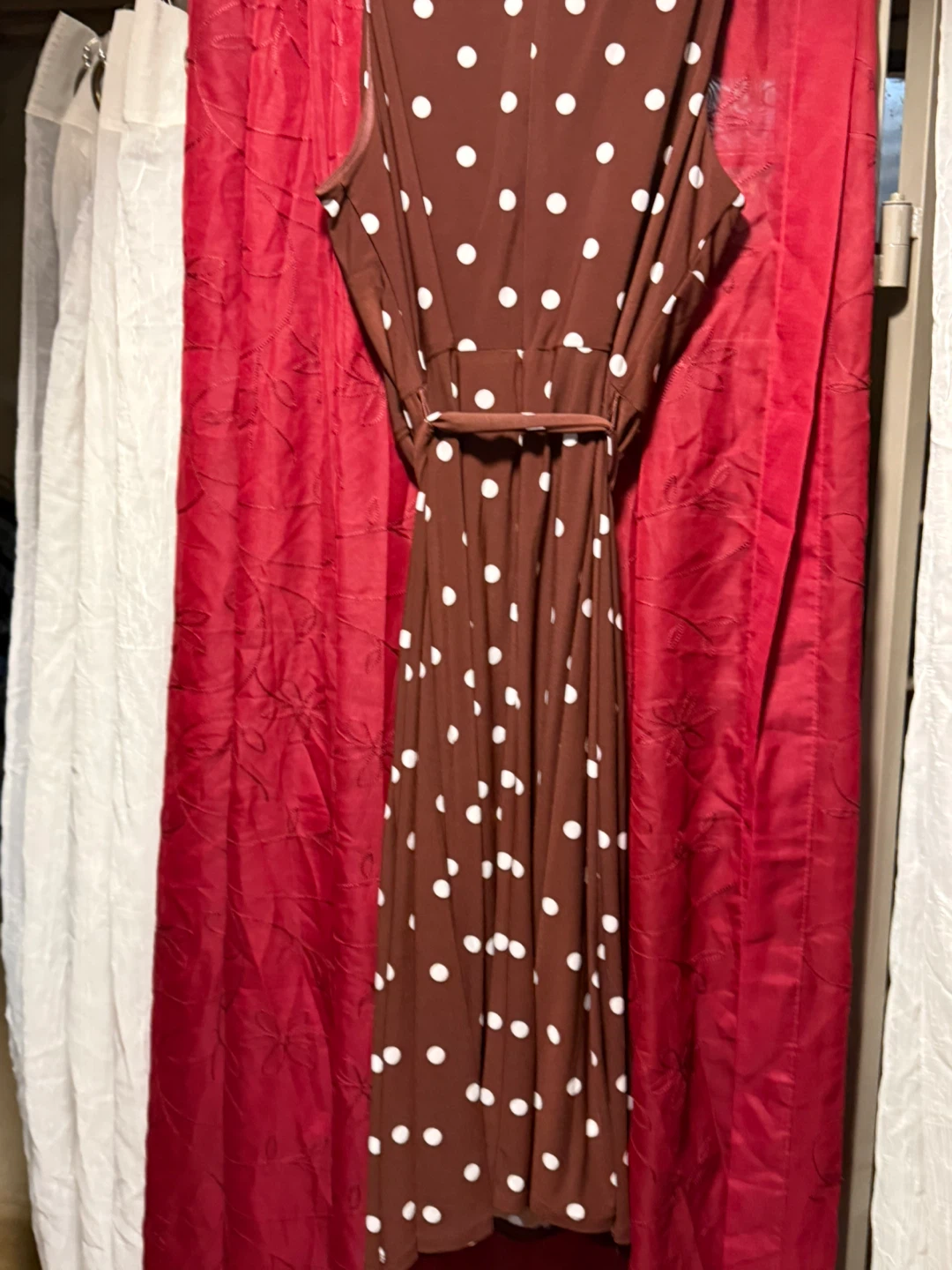 Anne Klein Brown Polka Dot Sleeveless Midi Dress Size 12 - photo 5