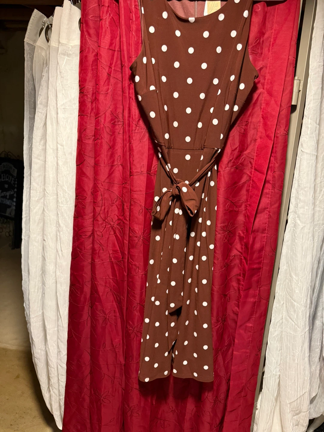 Anne Klein Brown Polka Dot Sleeveless Midi Dress Size 12 - photo 2