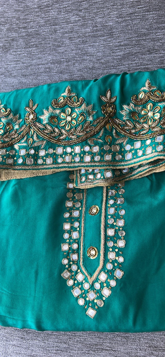 Teal Embellished Kurti Set - photo 3