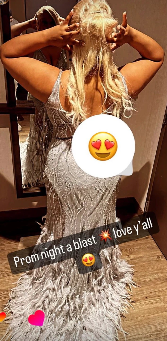 Sparkly Feather Embellished Gown