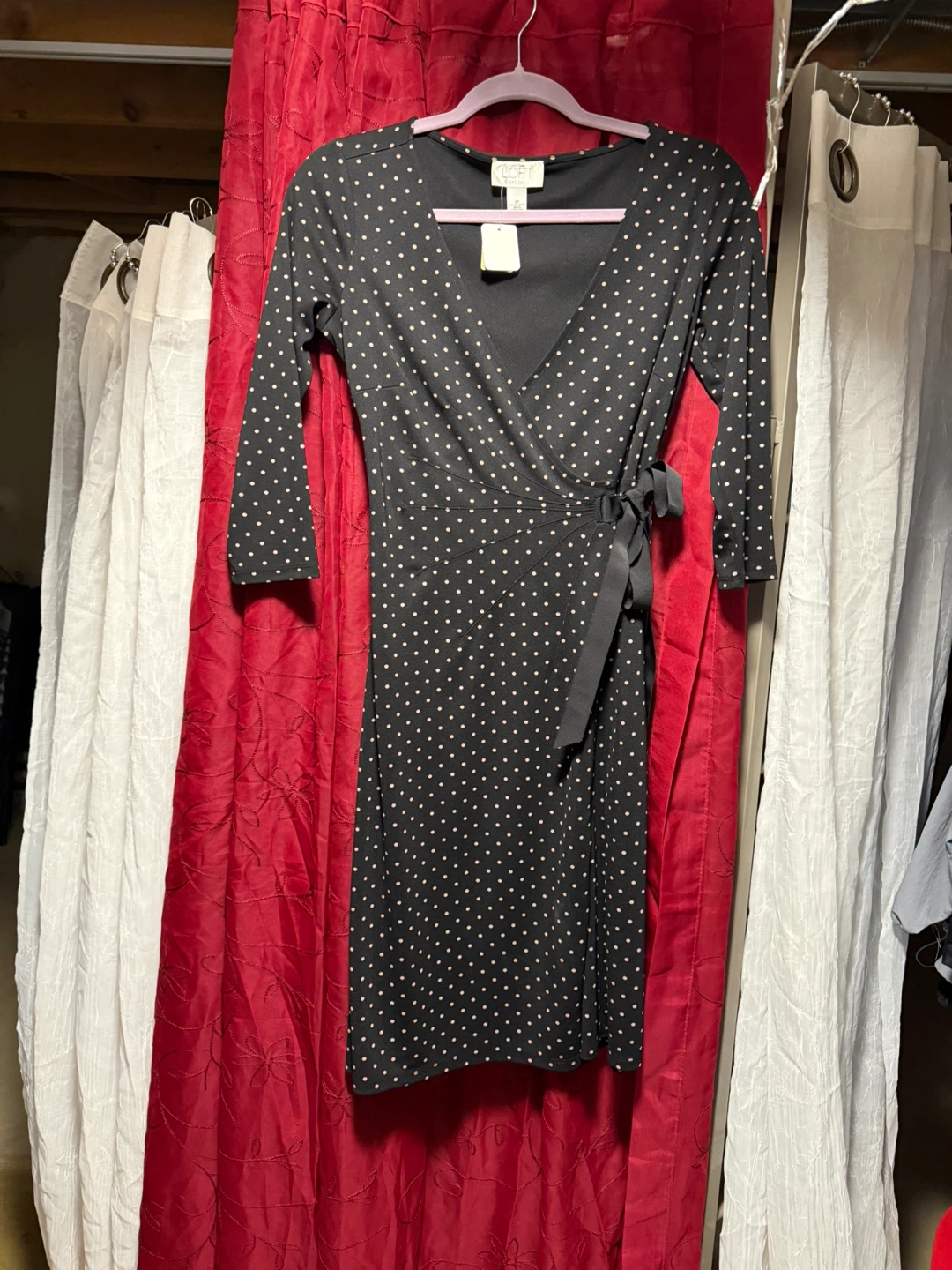 LOFT Petites Black Polka Dot Wrap Dress Size 2P - photo 2