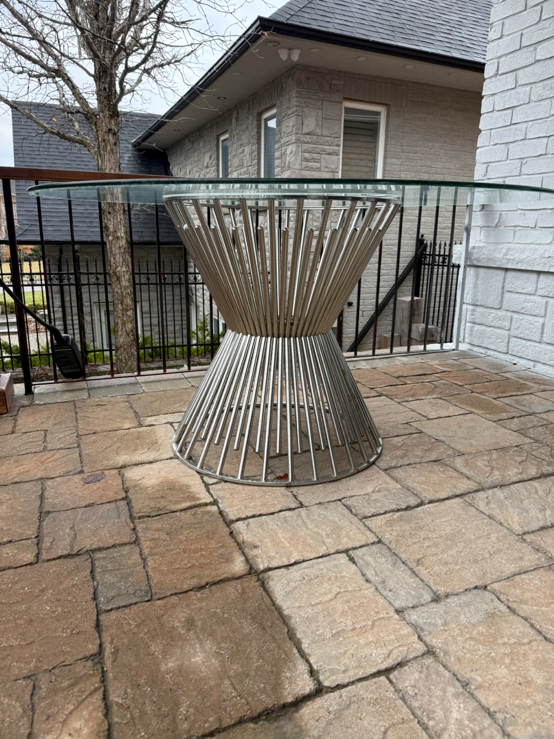 Glass Top Dining Table with Metal Base - photo 2