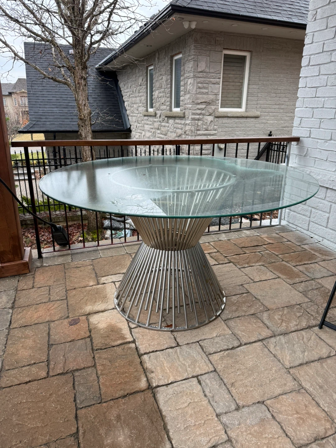 Glass Top Dining Table with Metal Base