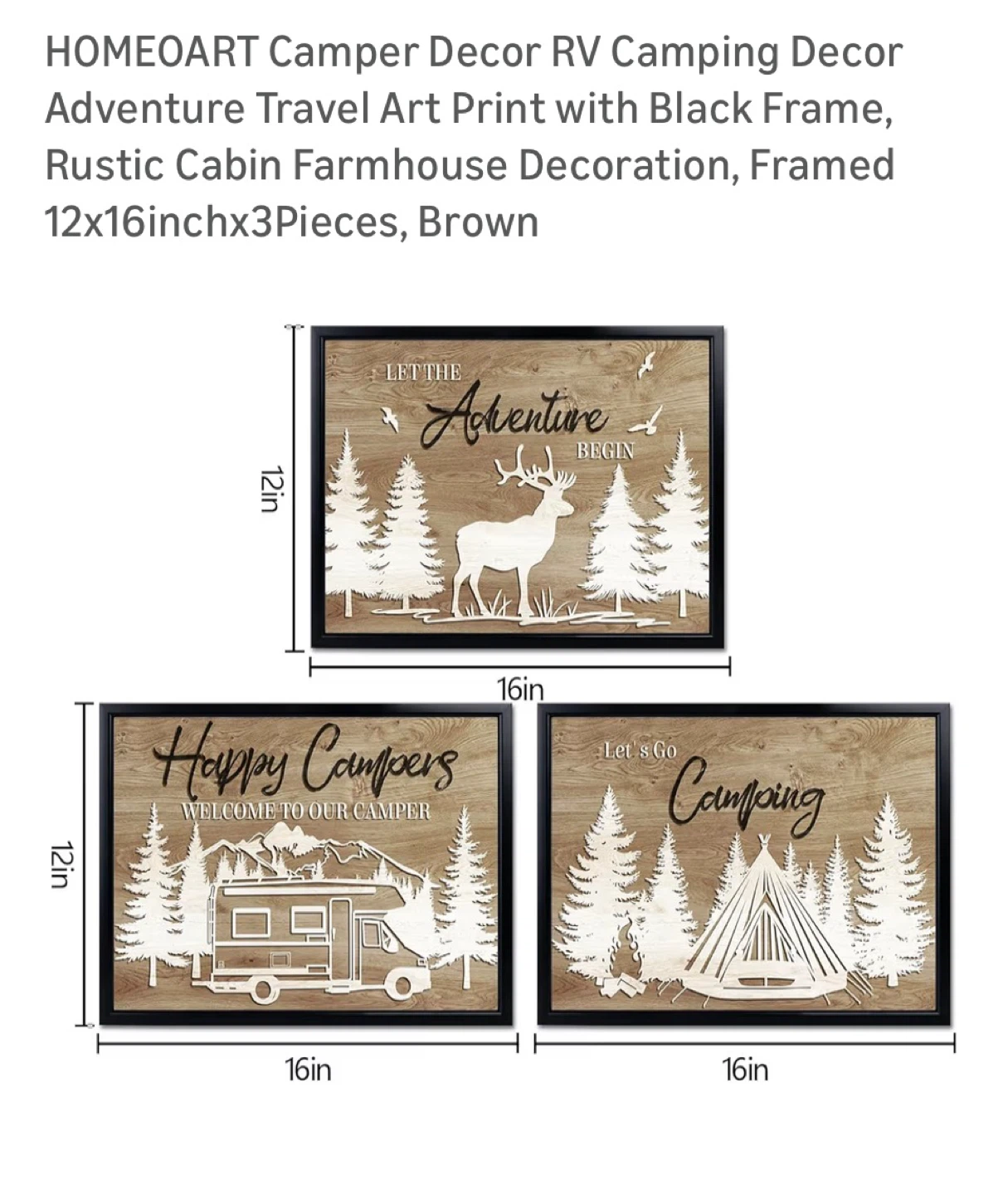 HOMEART Camper RV Camping Adventure Travel Art Print Set - photo 3