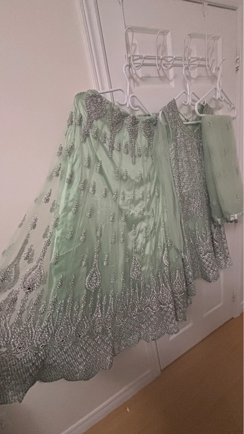 Mint Green Embellished 3 piece party wear - photo 3