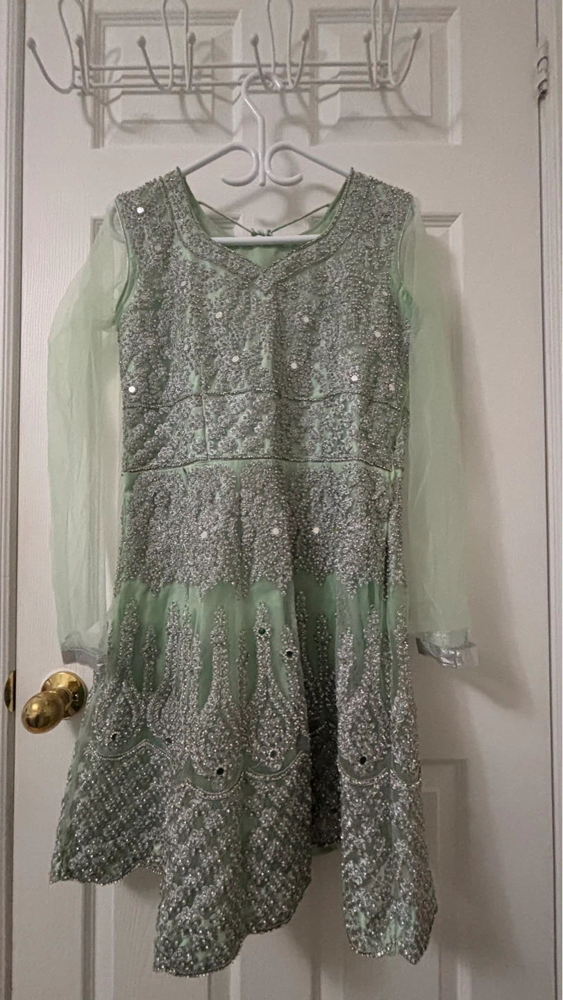 Mint Green Embellished 3 piece party wear - photo 4