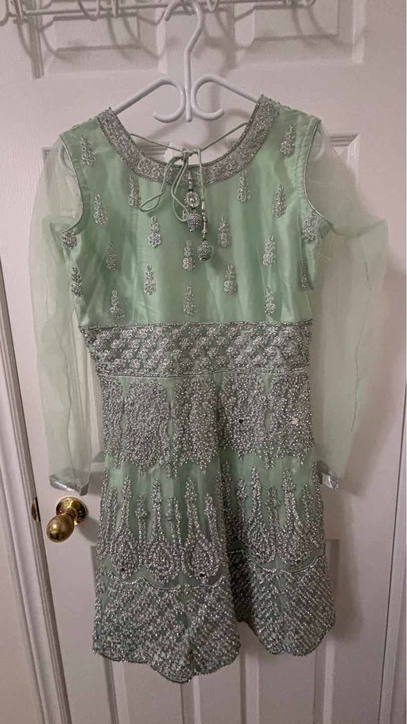 Mint Green Embellished 3 piece party wear - photo 5