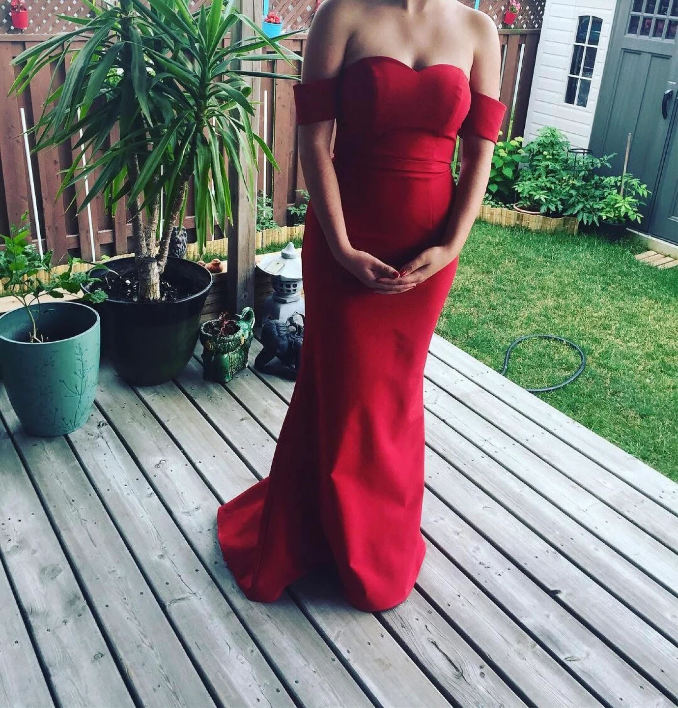 Red Off-the-Shoulder Prom Dress - photo 2