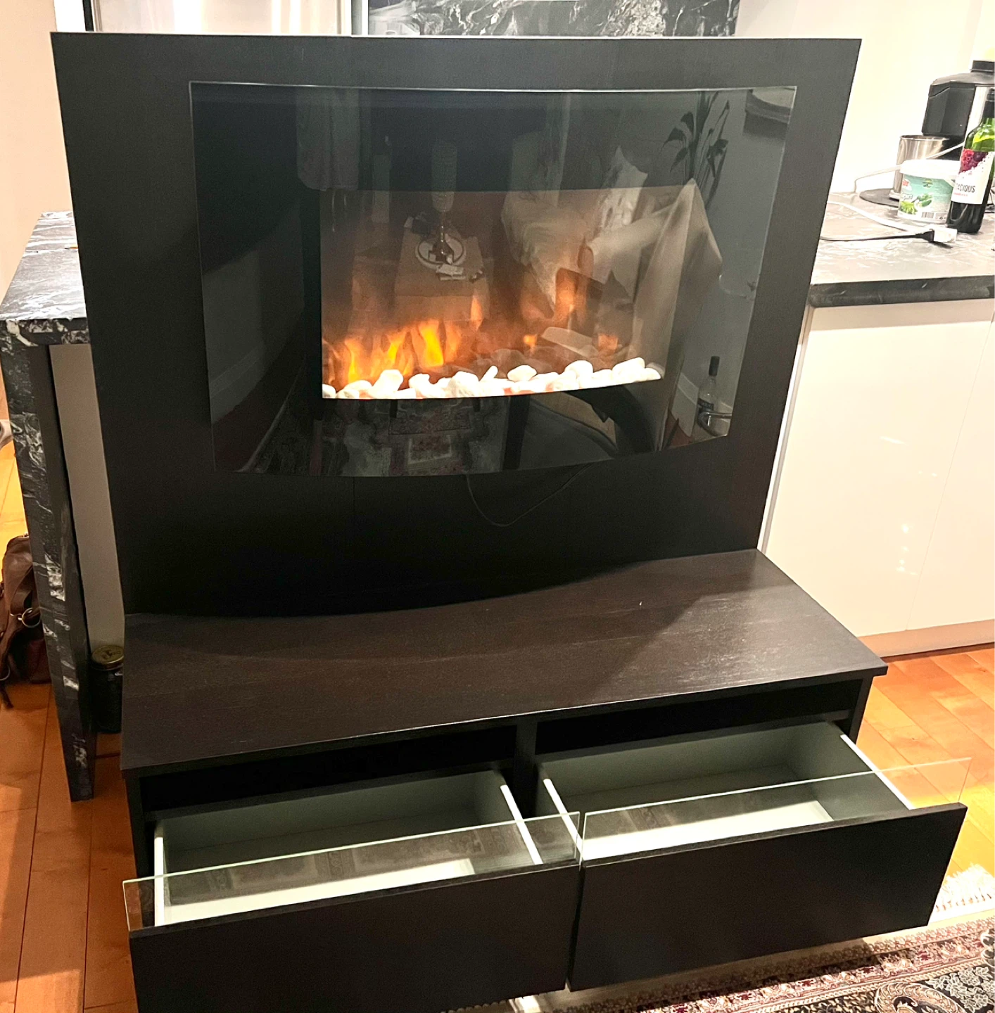 Electric Fireplace with table