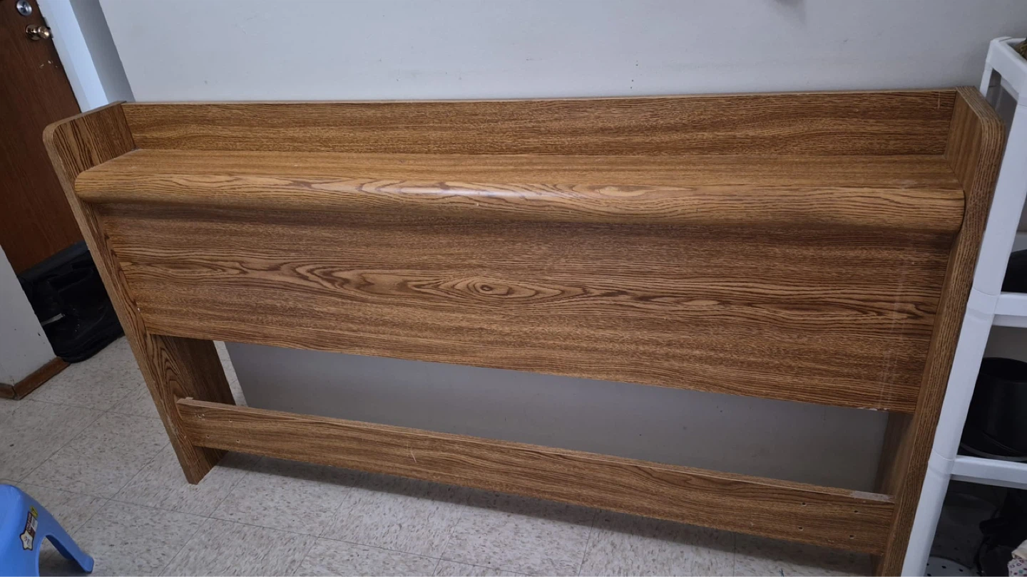 Vintage Oak Dresser with Tri-Fold Mirror and Headboard Set