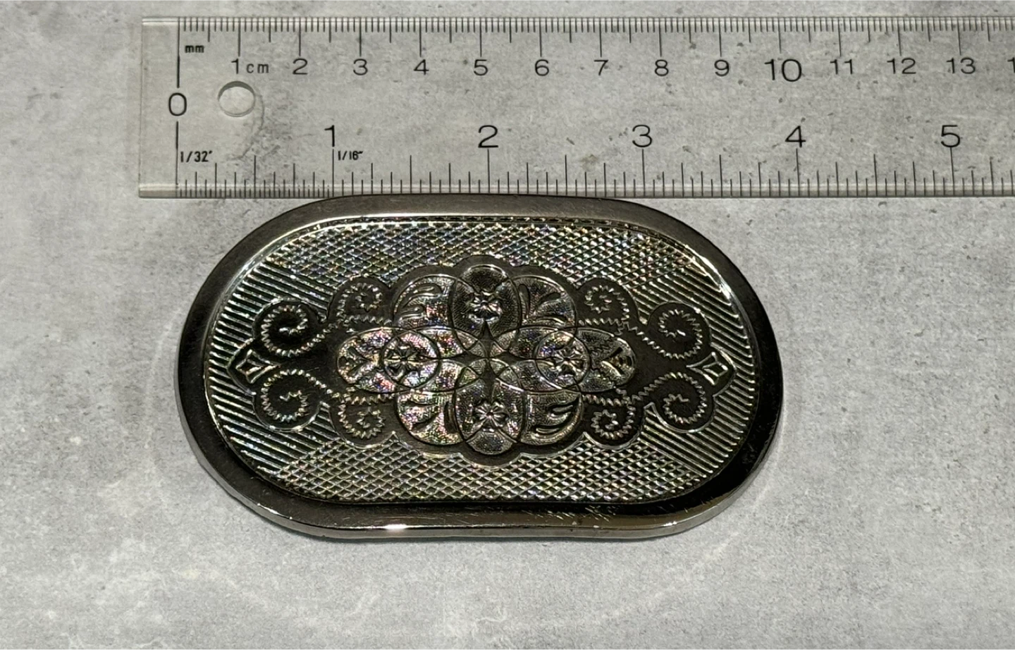 Silver Tone Oval Belt Buckle Floral Design - photo 2