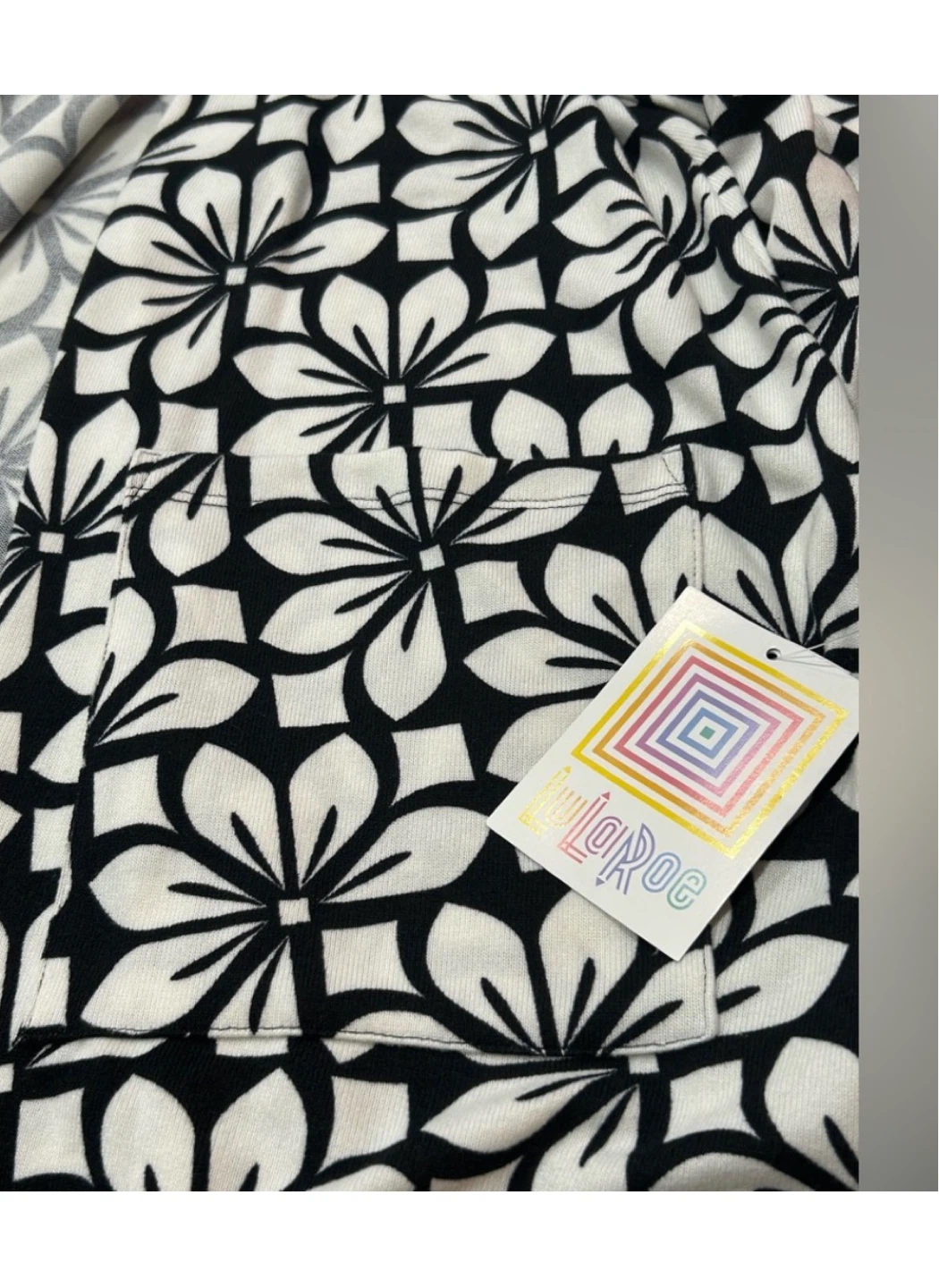 LuLaRoe Caroline Cardigan Size S Black and White Floral - photo 5
