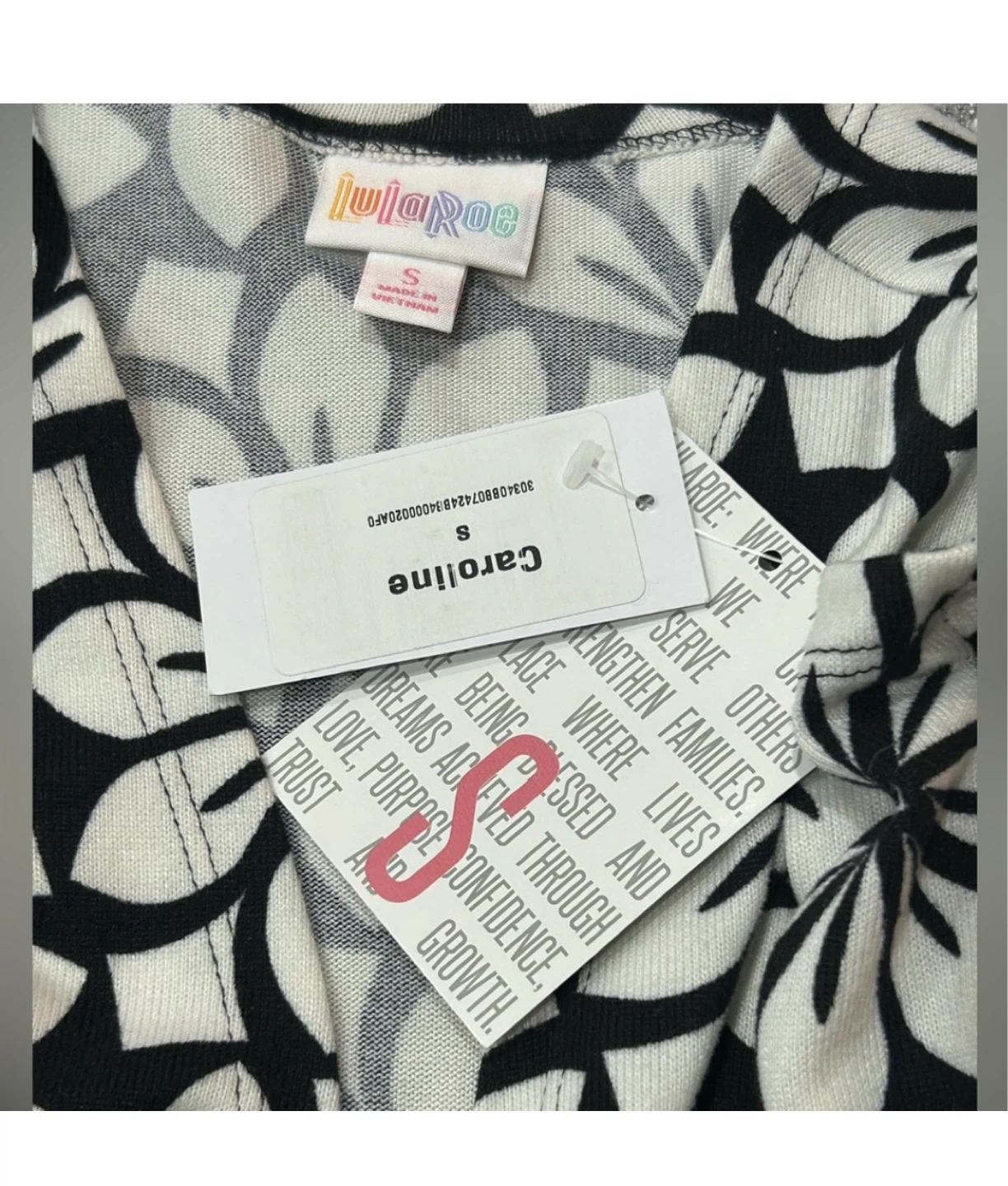 LuLaRoe Caroline Cardigan Size S Black and White Floral - photo 3