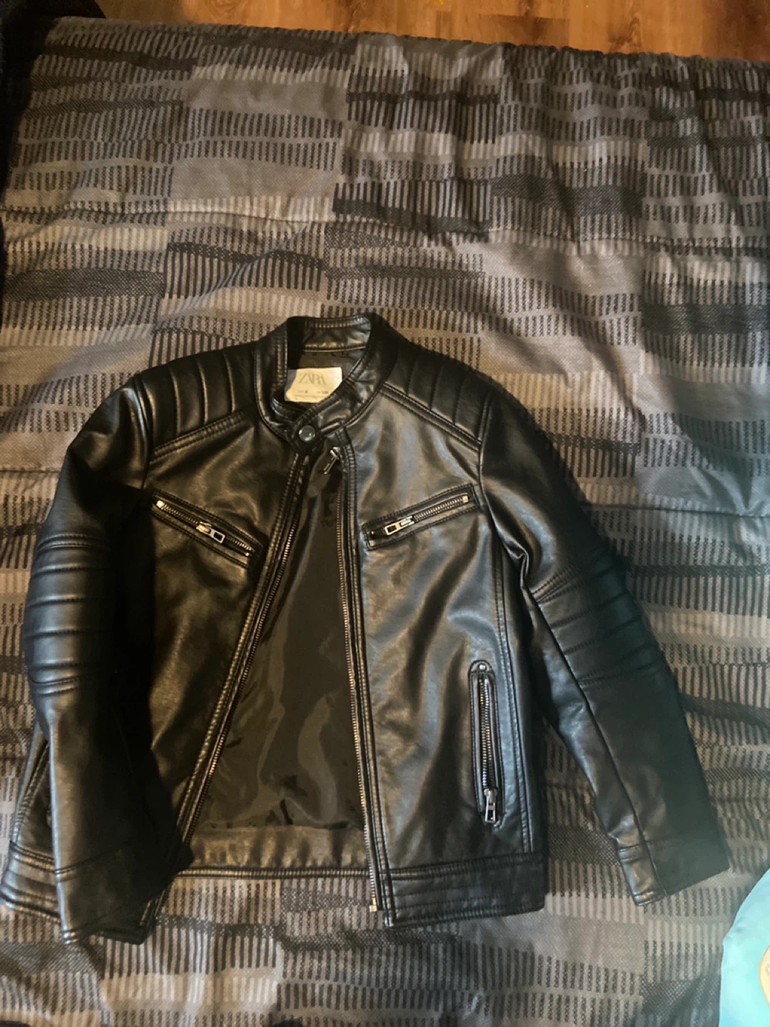 Zara Faux Leather Biker Jacket Size 8