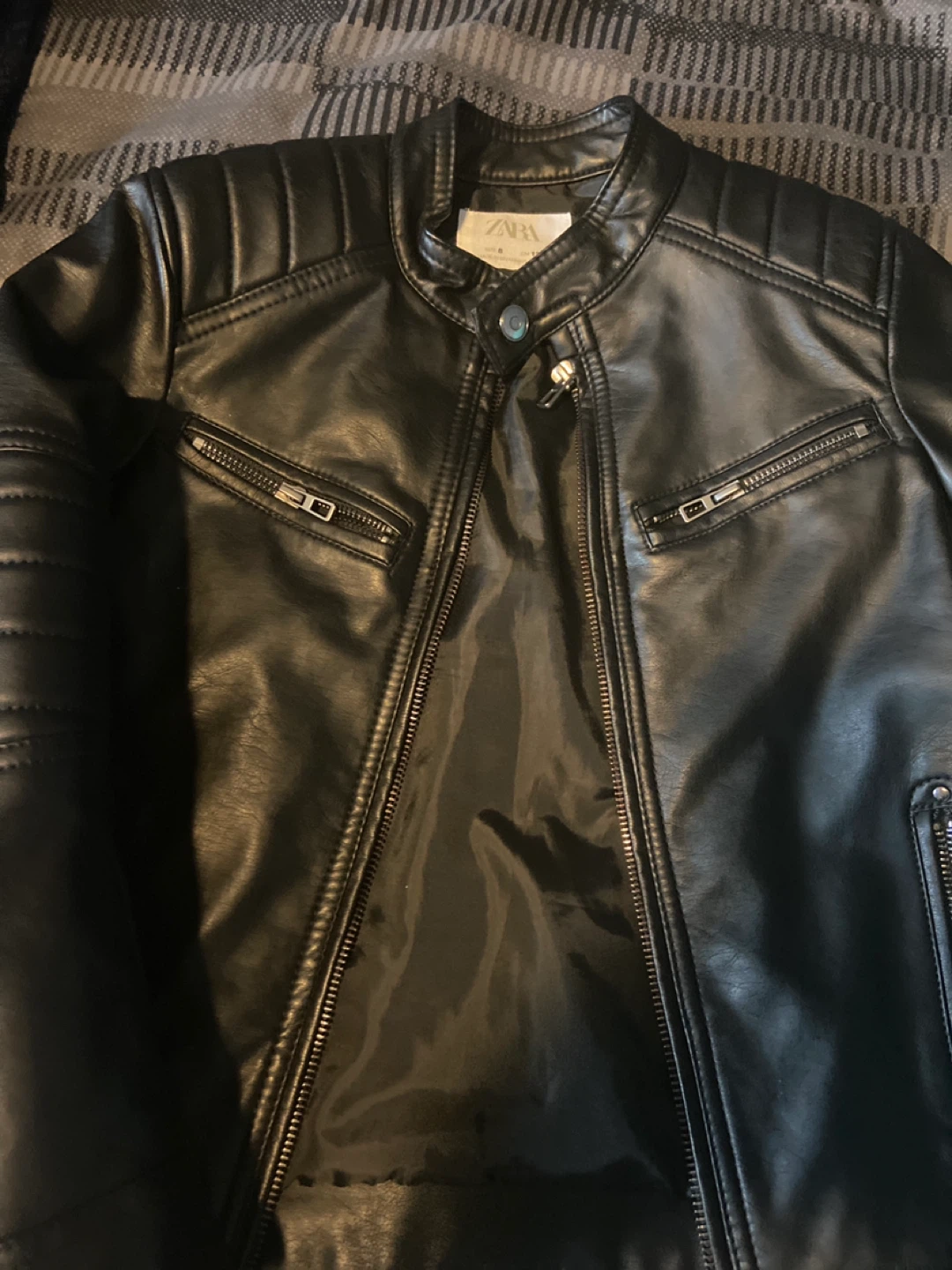 Zara Faux Leather Biker Jacket Size 8 - photo 3