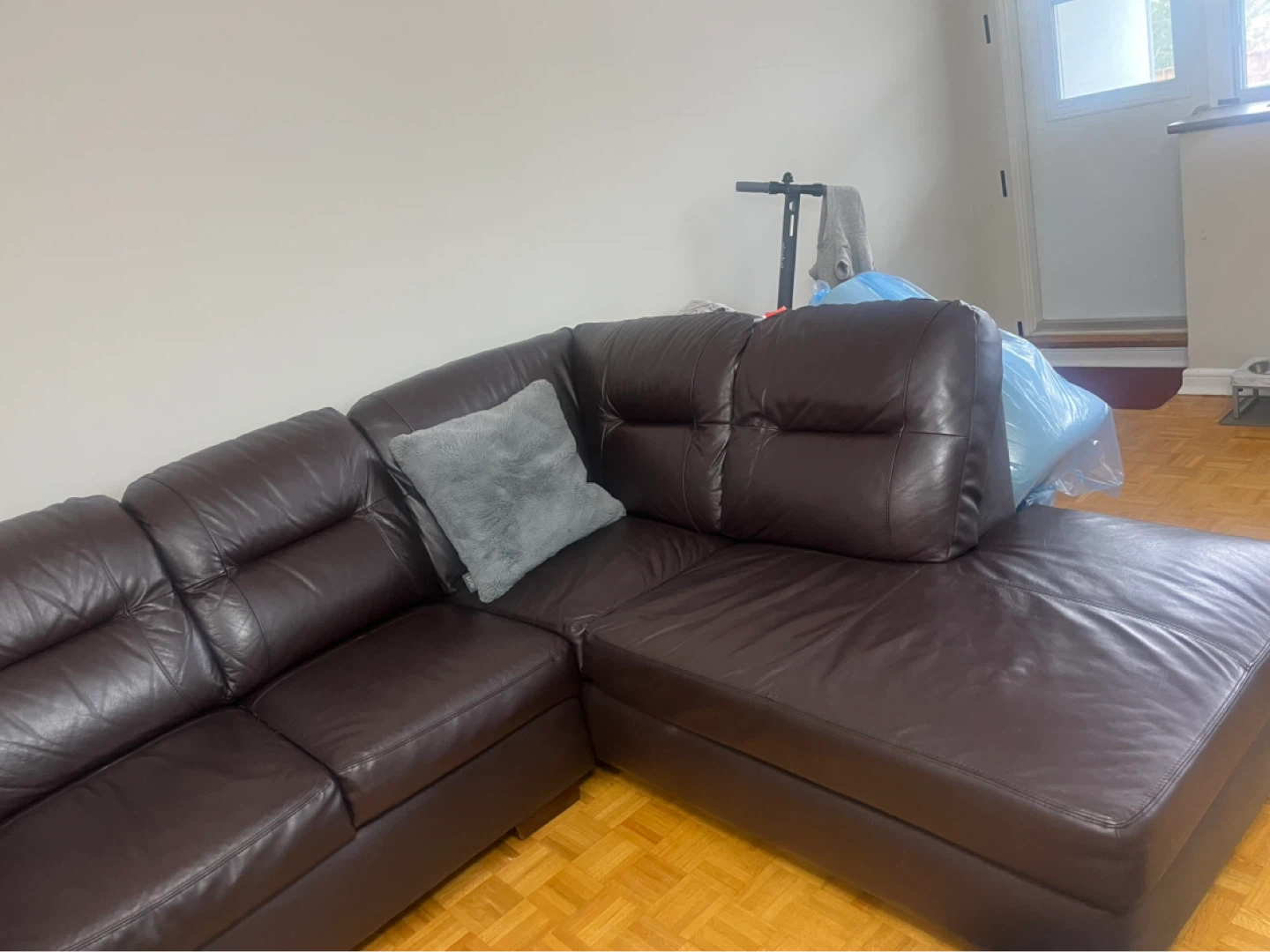 Dark Brown Leather Sectional Sofa - photo 2