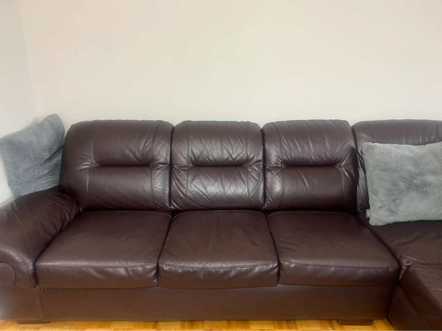 Dark Brown Leather Sectional Sofa - photo 3
