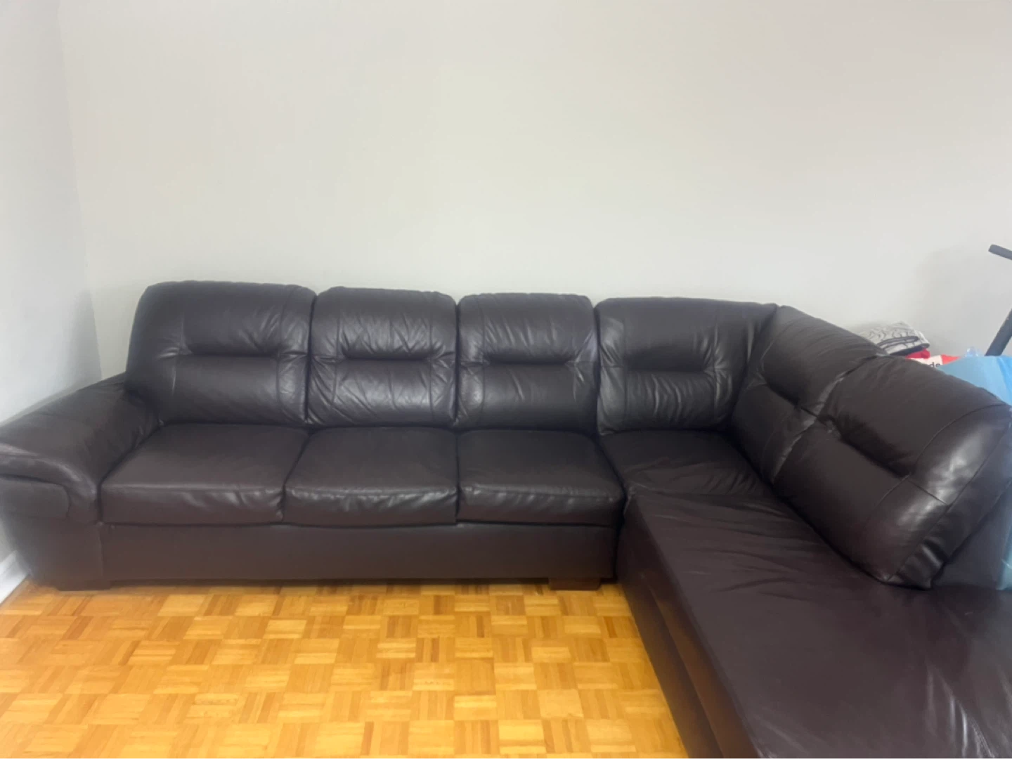 Dark Brown Leather Sectional Sofa - photo 4