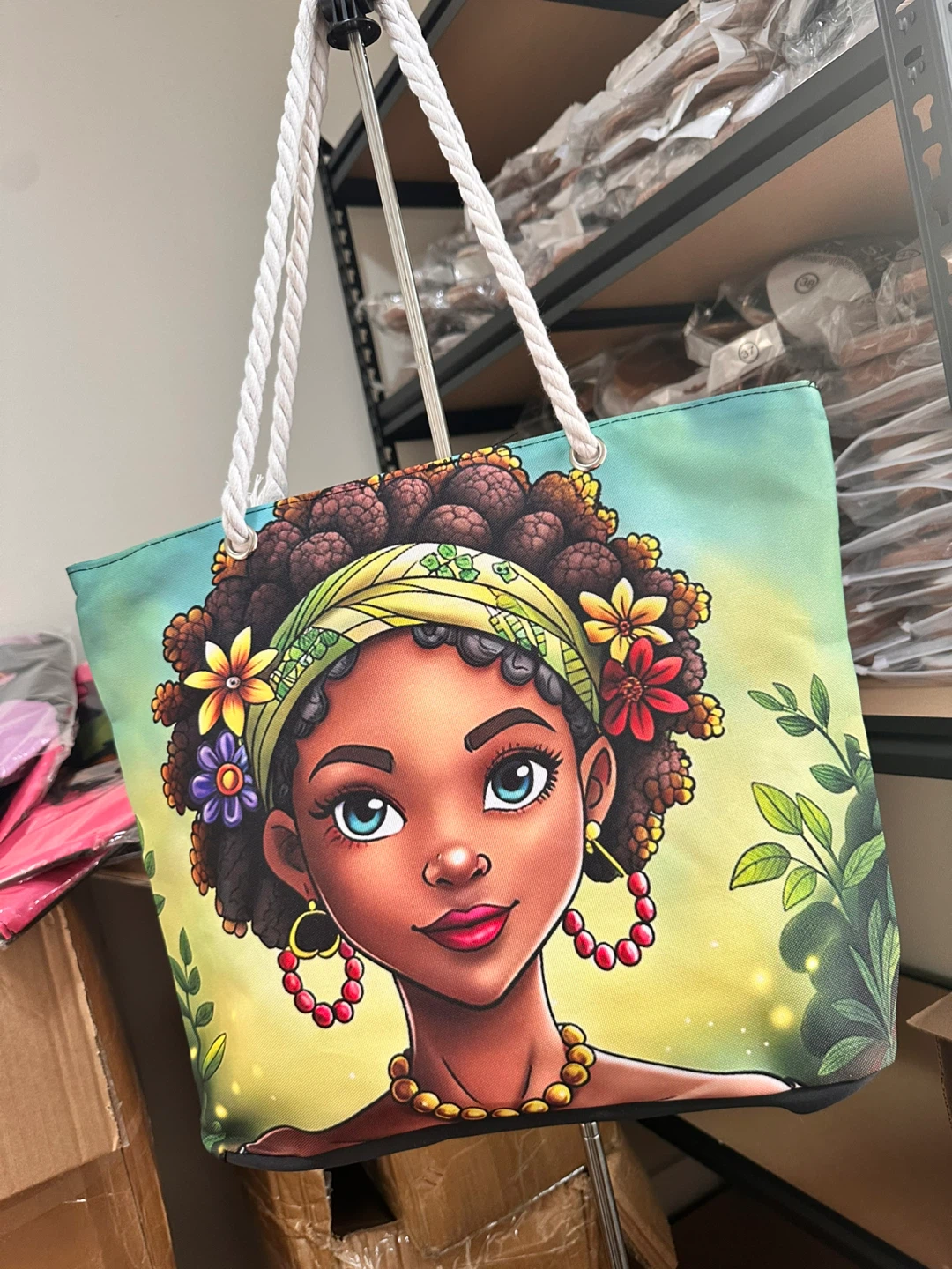 Tote Bag with Colorful African American Woman Graphic - photo 2