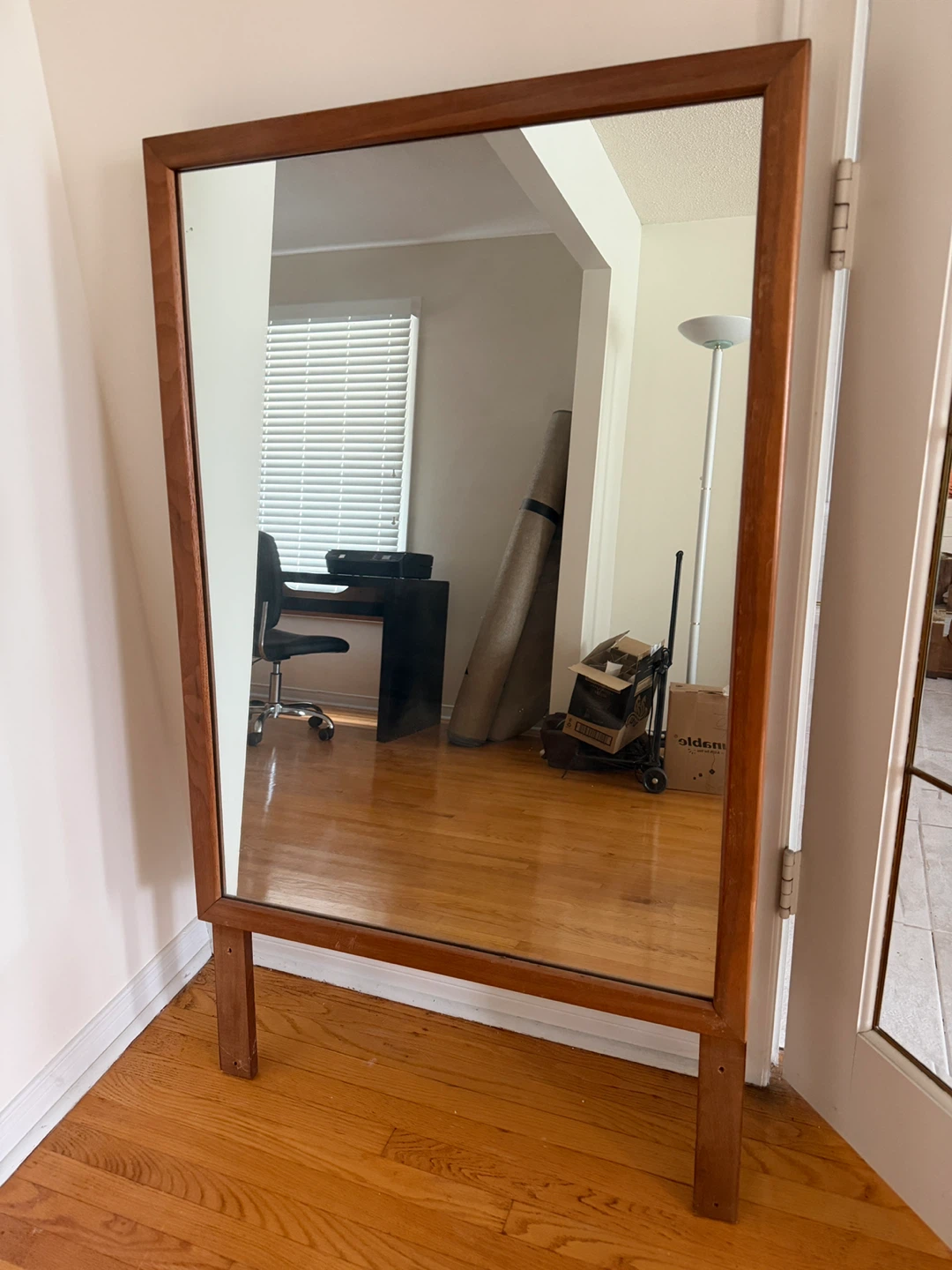 MCM Wooden Framed Mirror - Walnut