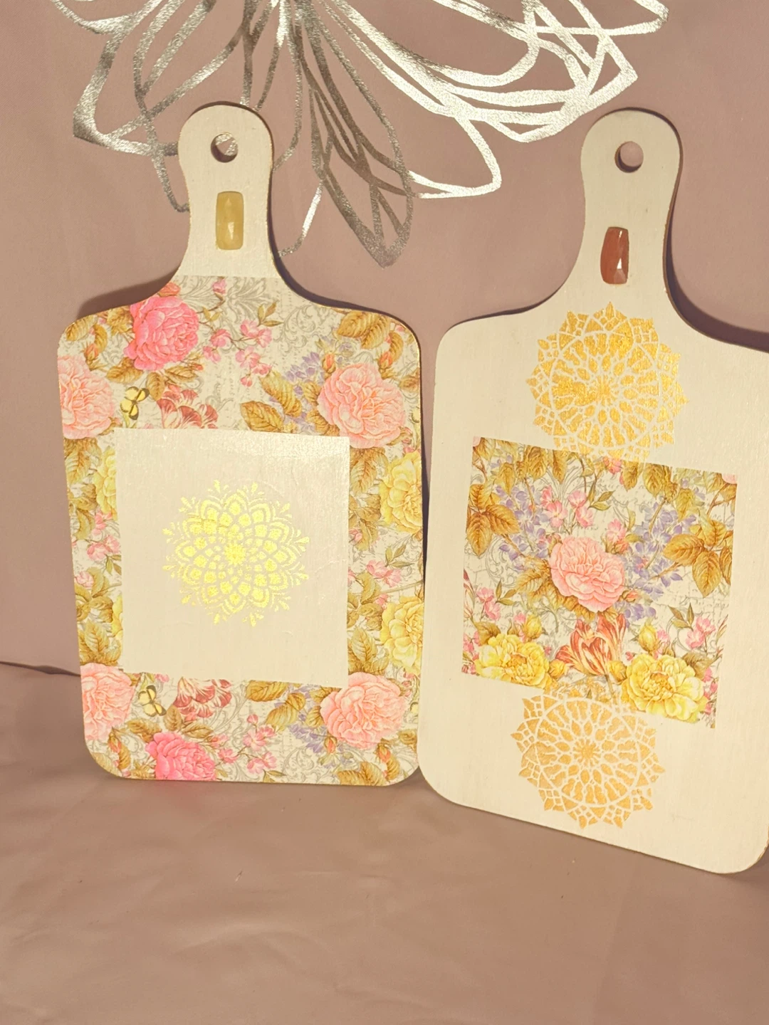 Floral decorative boards, tray, and holder - photo 2