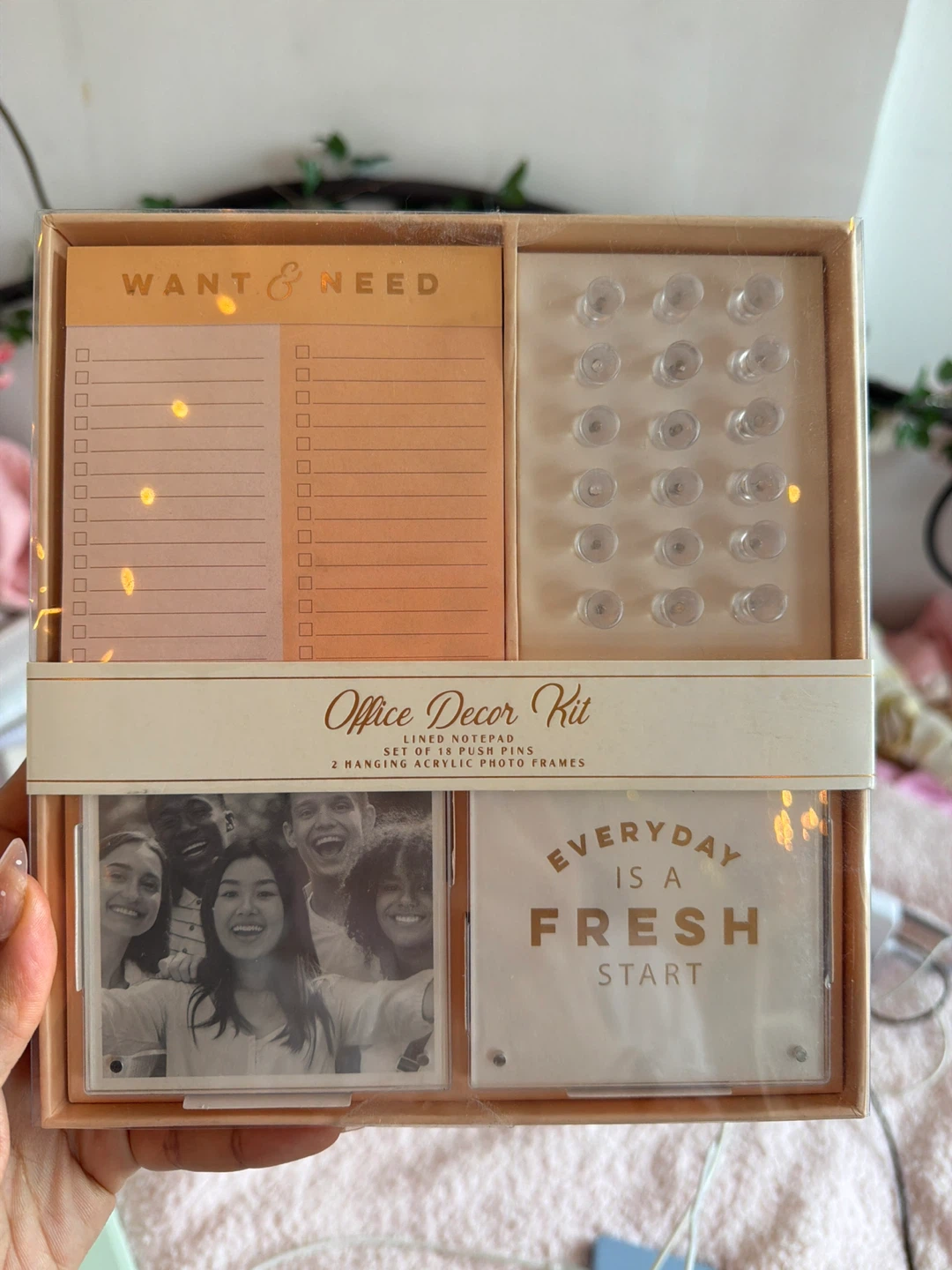 Office Decor Kit with Notepad, Push Pins & Photo Frames