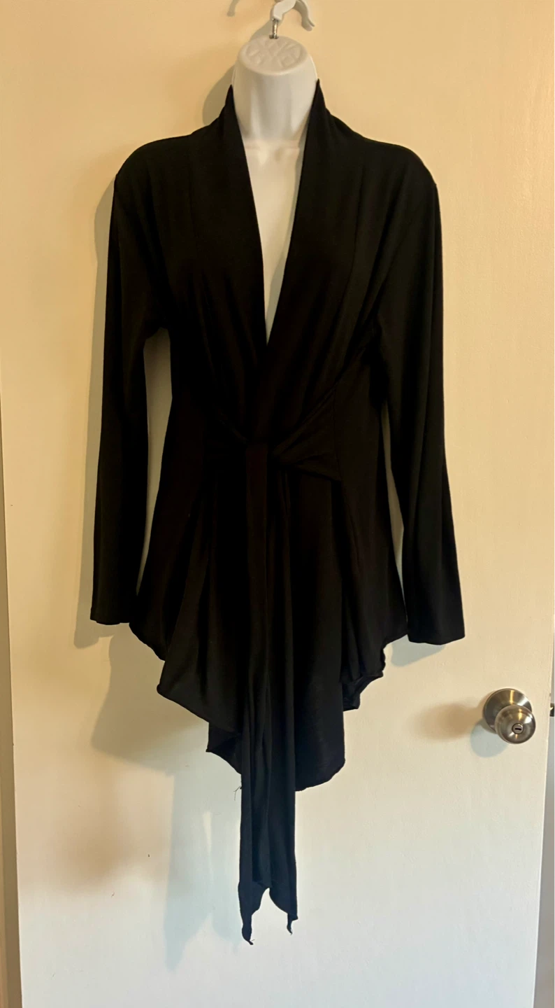 Black Asymmetrical Tie-Front Cardigan