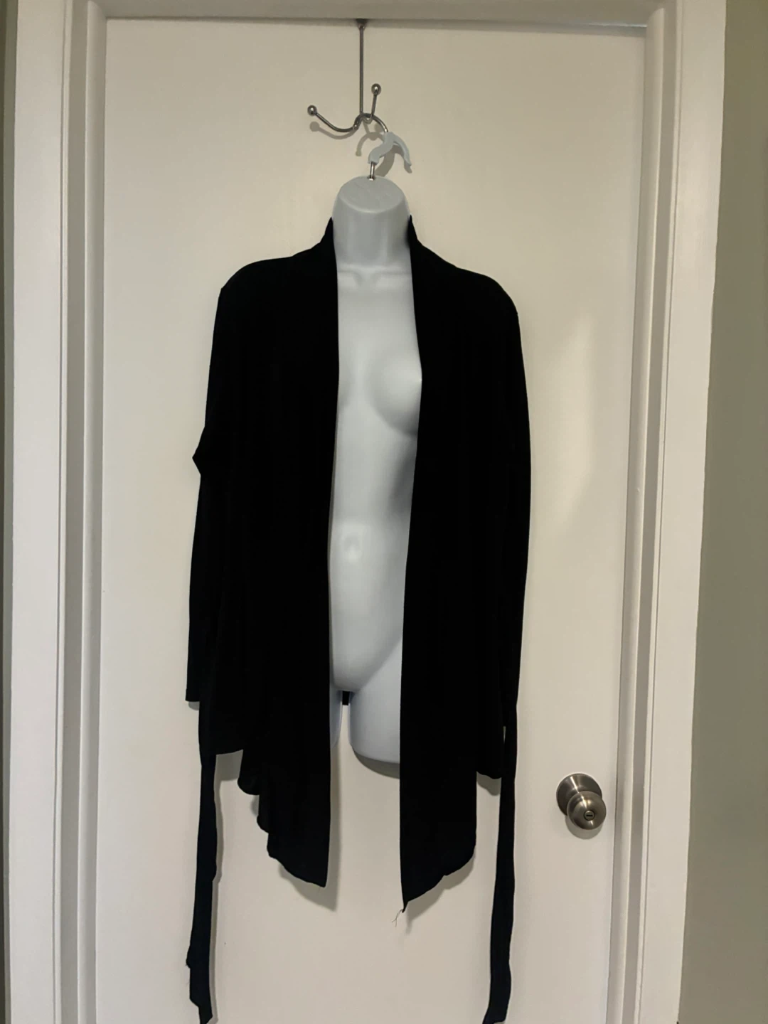 Black Asymmetrical Tie-Front Cardigan - photo 3