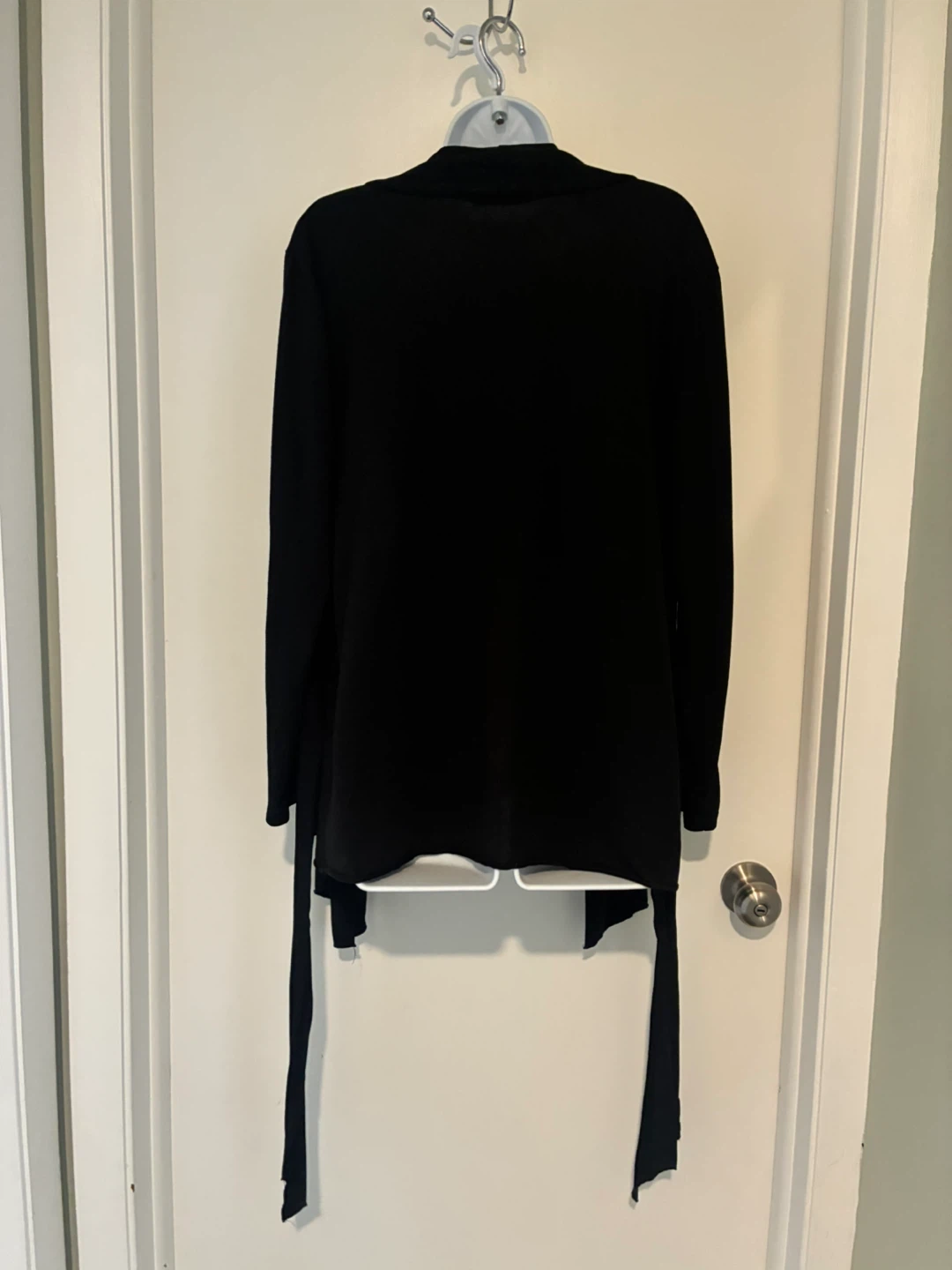 Black Asymmetrical Tie-Front Cardigan - photo 4
