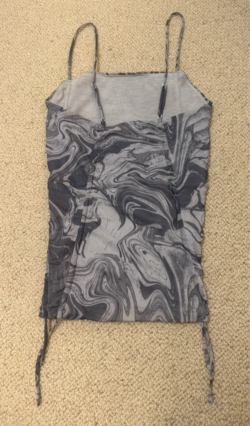 Urban Outfitters Grey Marble Mesh Ruched Tank Top - photo 3
