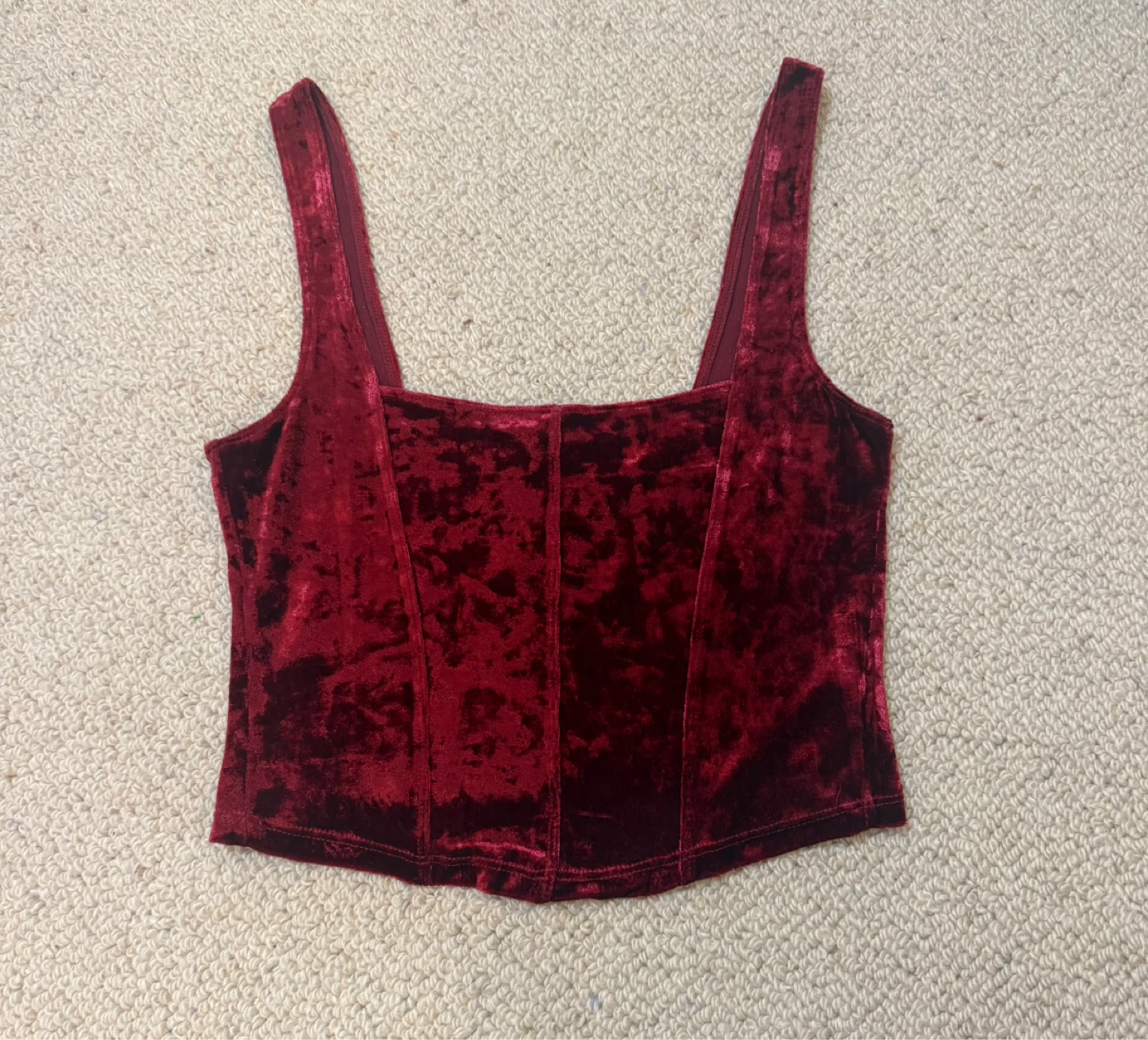 Free People Velvet Corset Top Burgundy - Size Small