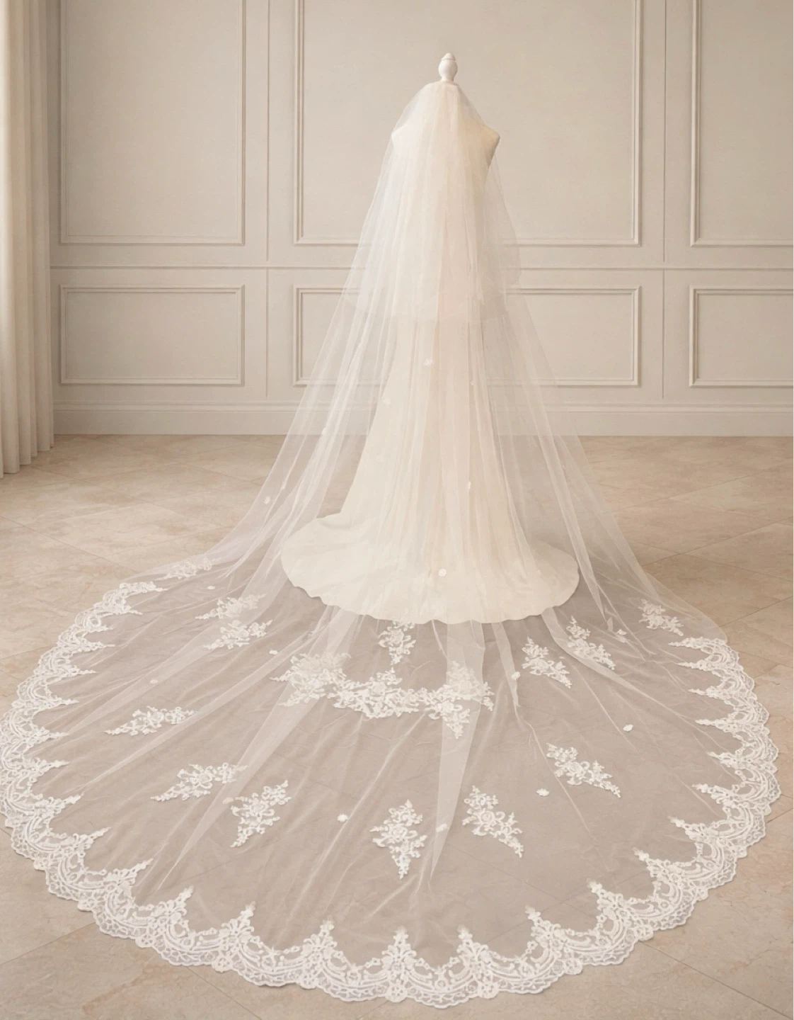 Off-white brand new cathedral veil