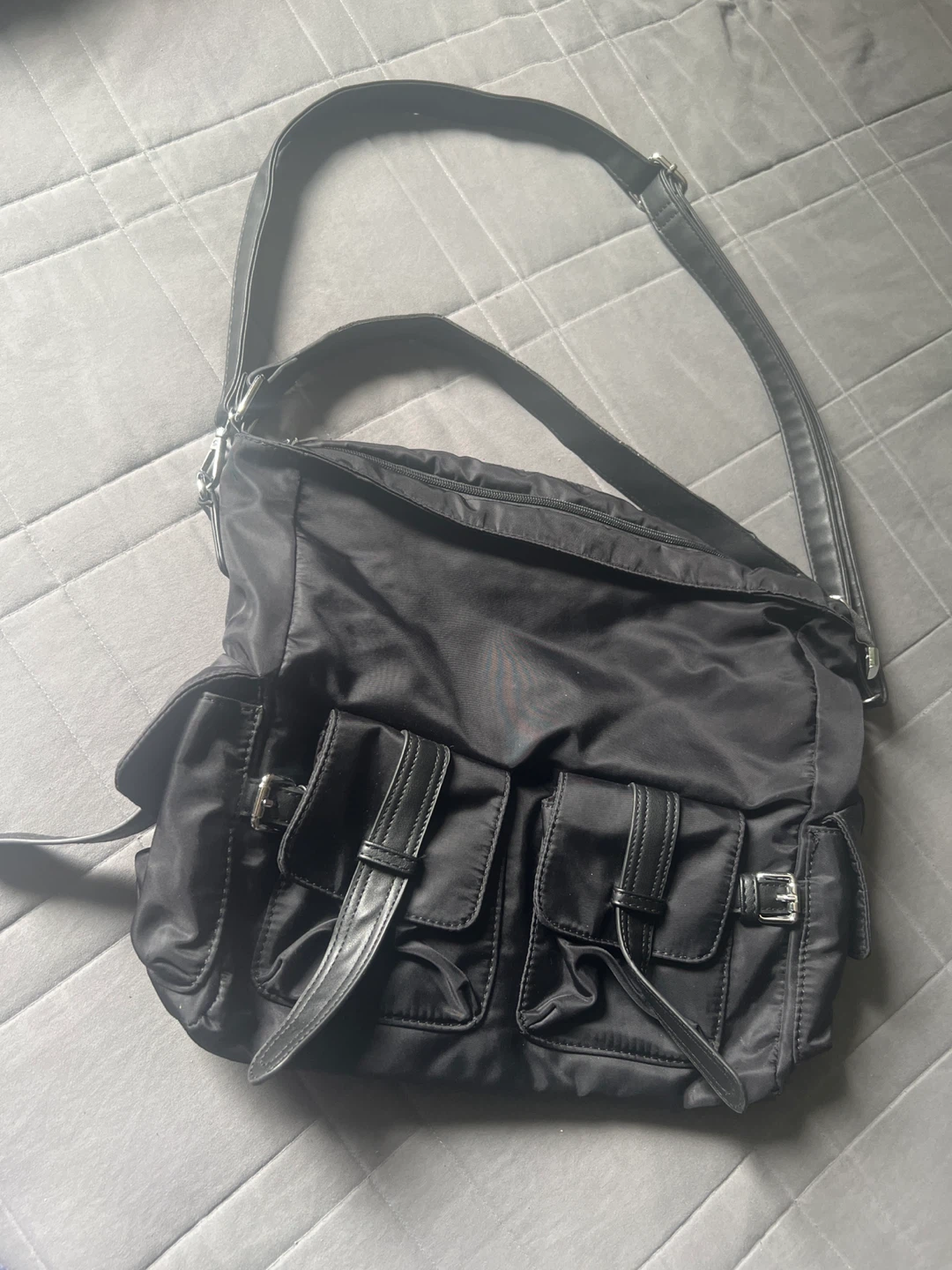 Black Nylon Crossbody Bag with Matching Wallet - photo 2