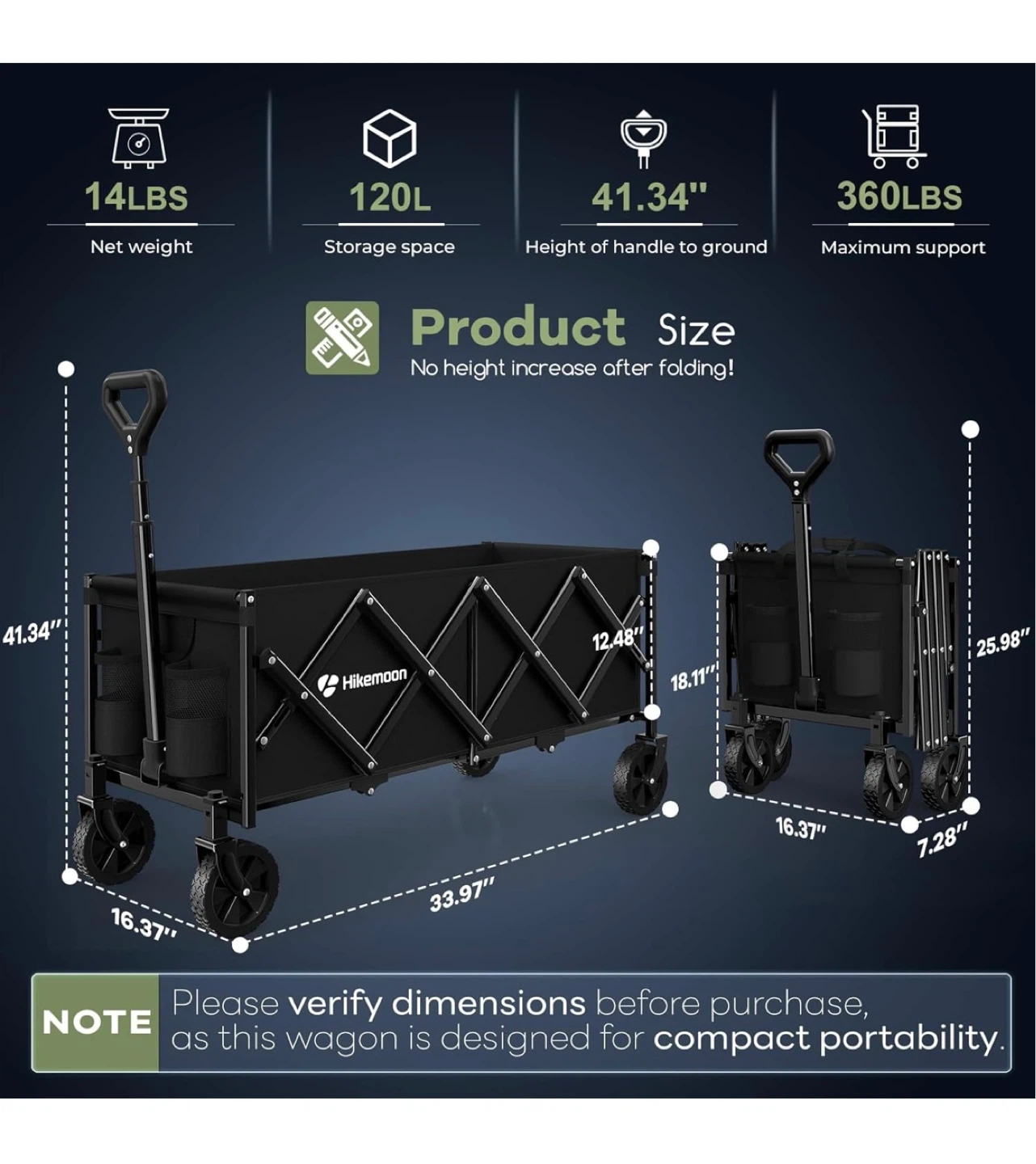 HIKEMOON Folding Outdoor Wagon Cart - photo 2