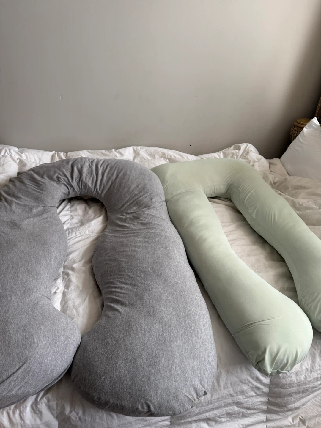 U-Shaped Pregnancy Pillow - Grey & Mint