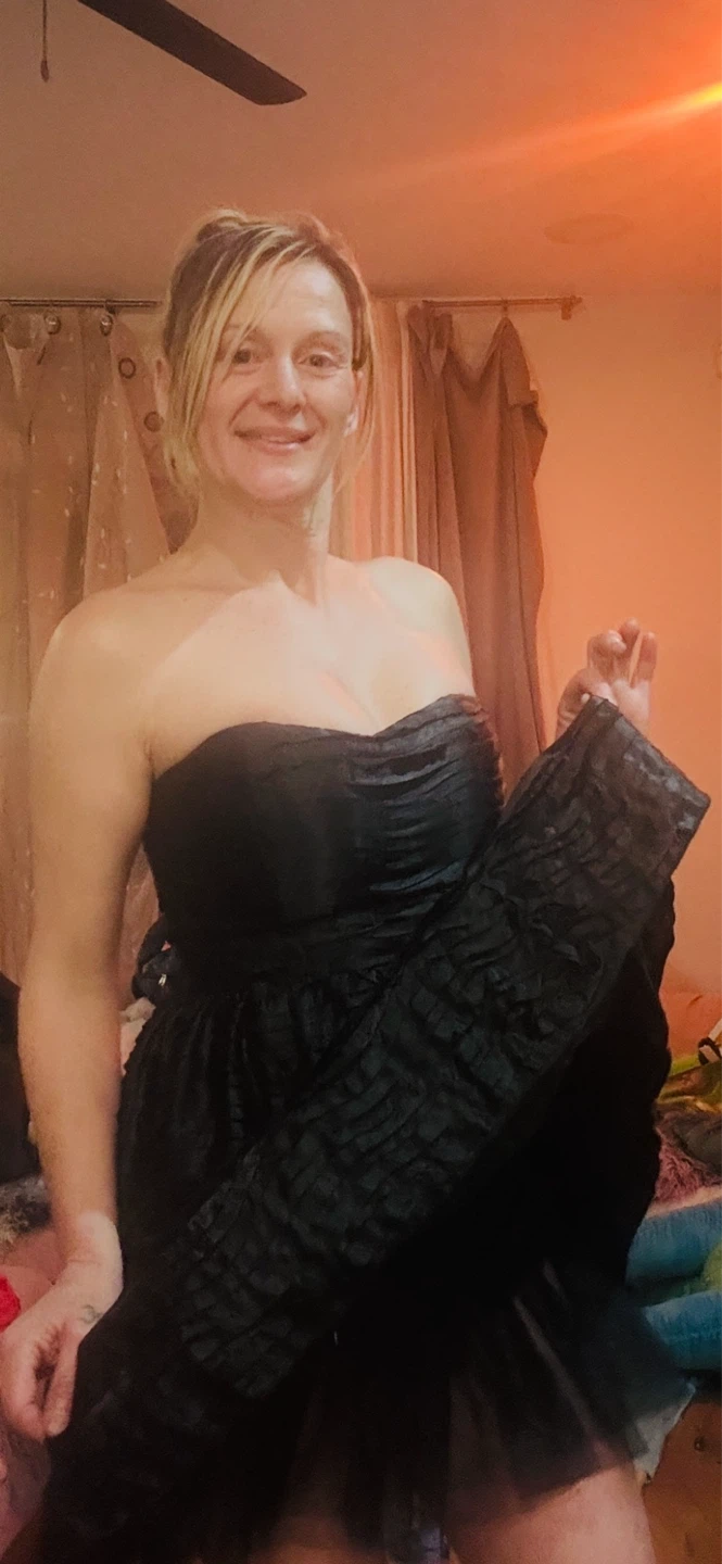 Black strapless party dress