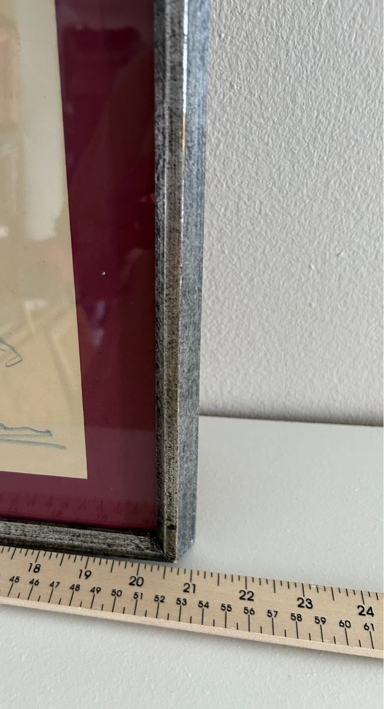 Large Framed Sketch of Seated Woman - photo 4