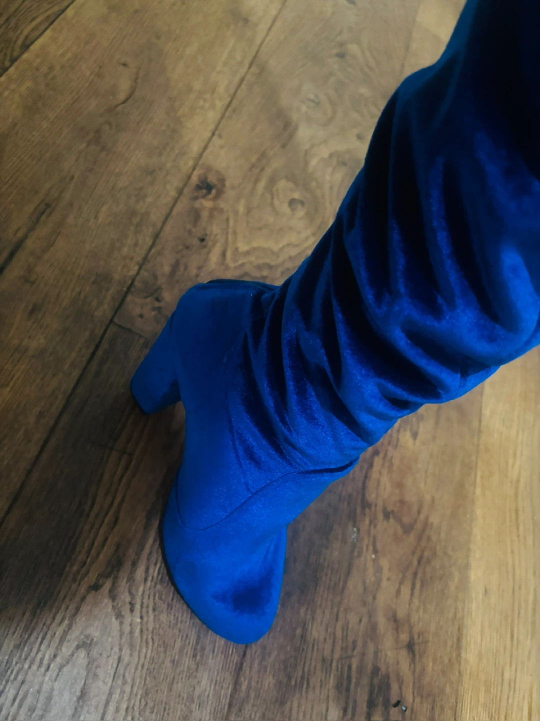 Blue Velvet Heeled Boots