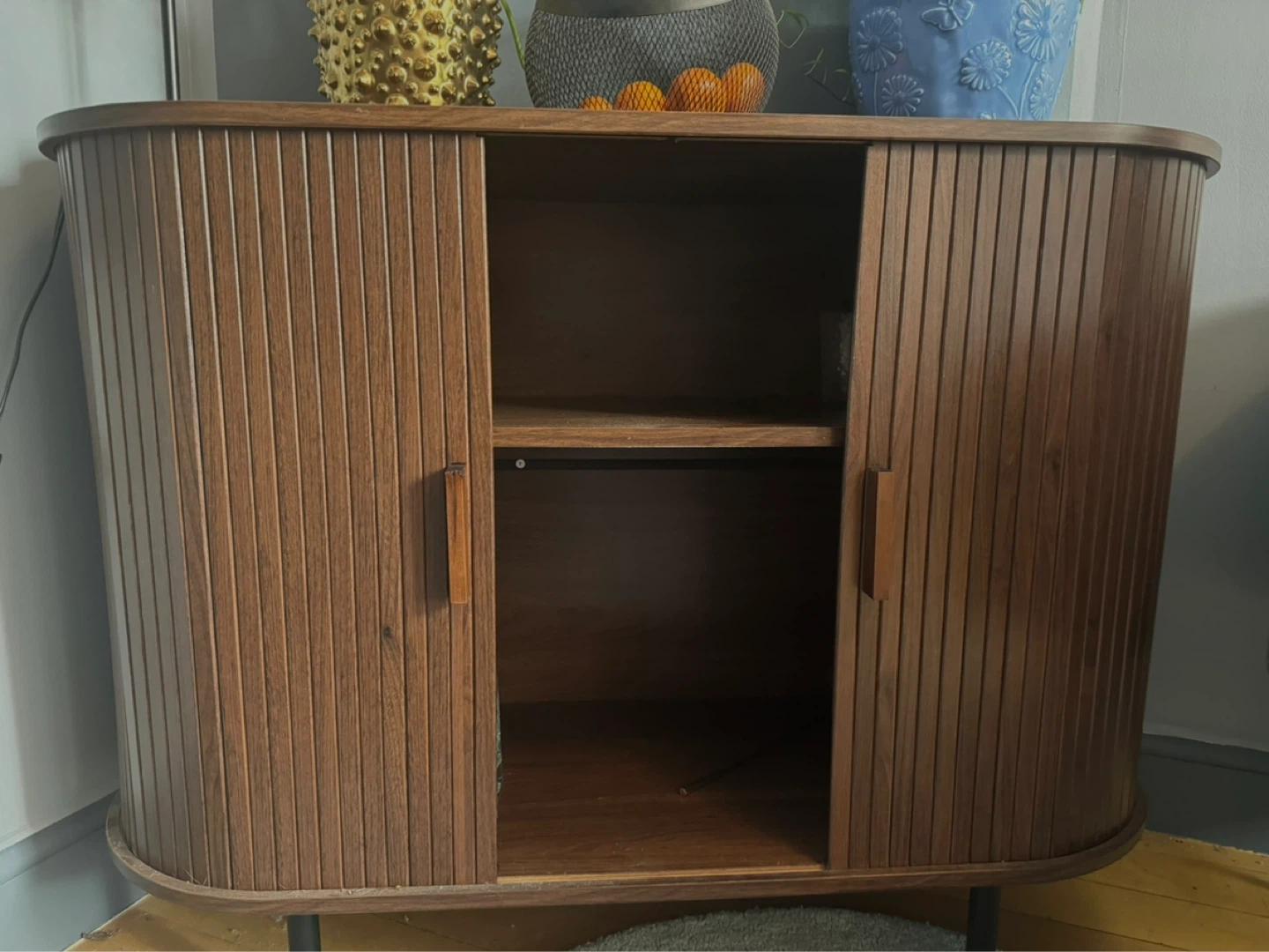 Mid-Century Modern Tambour Door Cabinet - photo 2