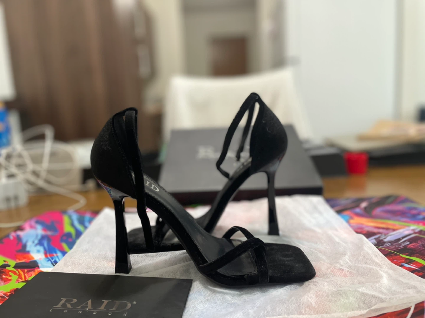 RAID London Black Suede Ankle Strap Heels - photo 3