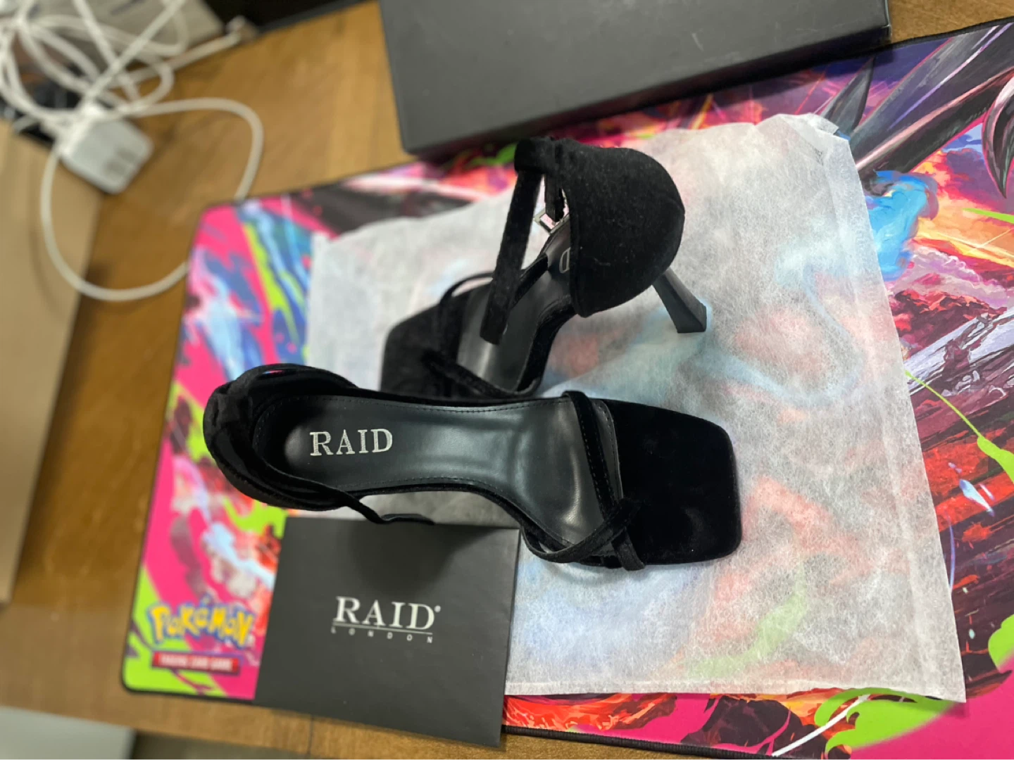 RAID London Black Suede Ankle Strap Heels - photo 2