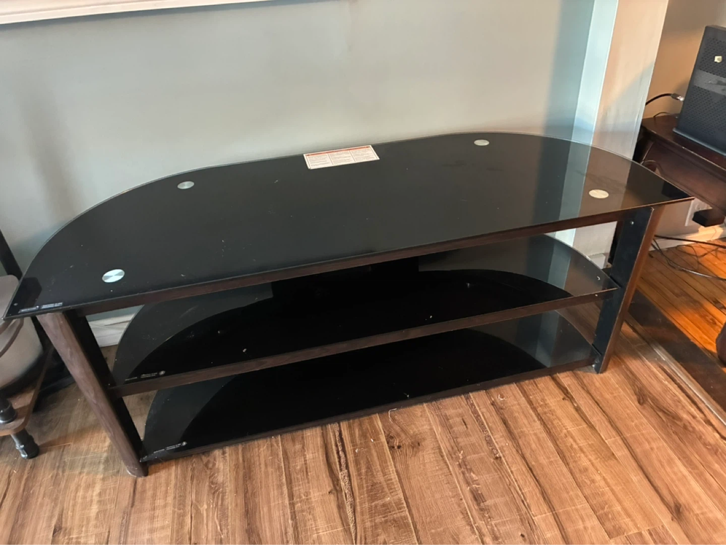 Black Glass TV Stand - photo 2