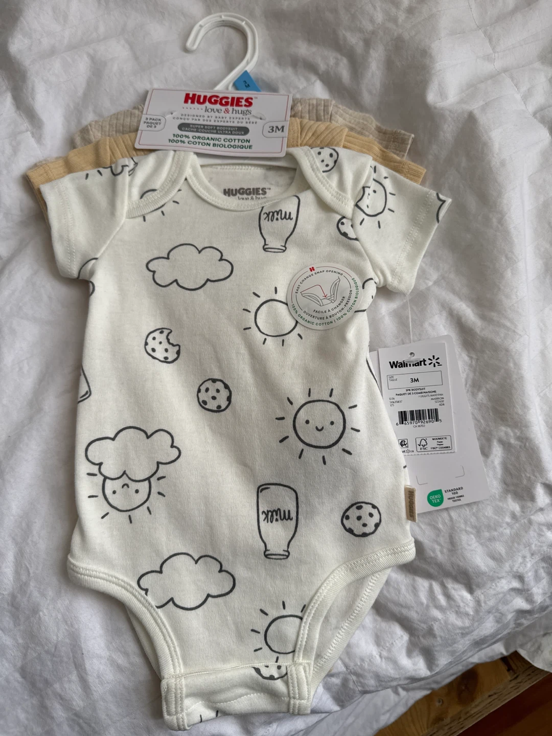 Huggies Baby Bodysuits - 4 Pack - Size 3M