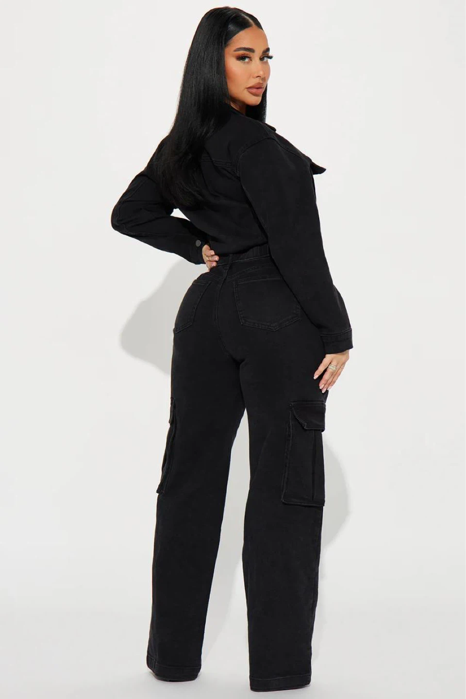 Fashionnova Denim Jumpsuit - Black - photo 2