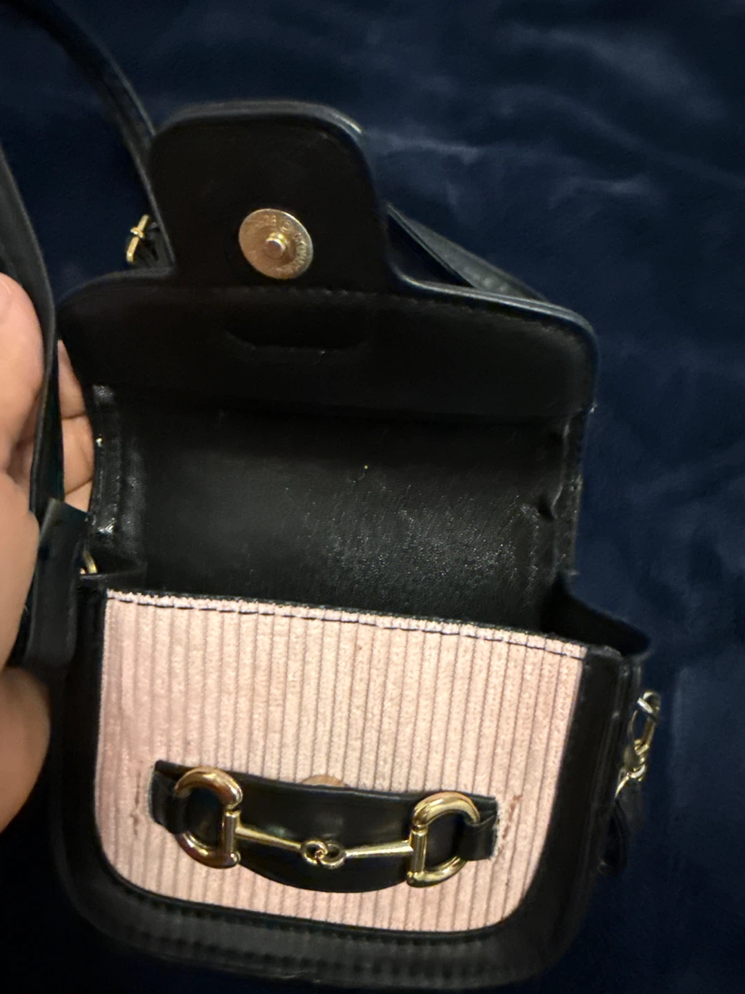 Black and Pink Corduroy Crossbody Bag - photo 3